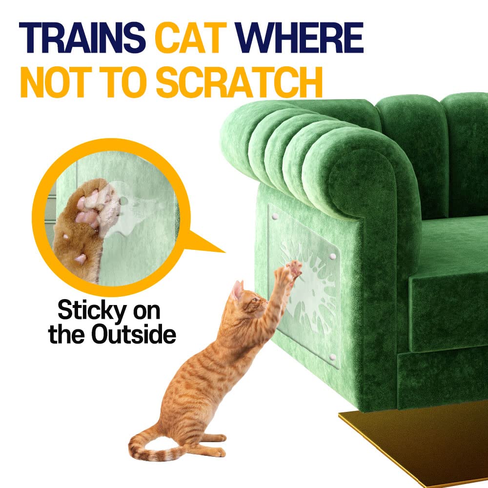 Ha Shi Cat Scratch Protector - Furniture Shield Sheets Or Sticky Tape, Large Coverage, Pet Safe (Double-Sided)