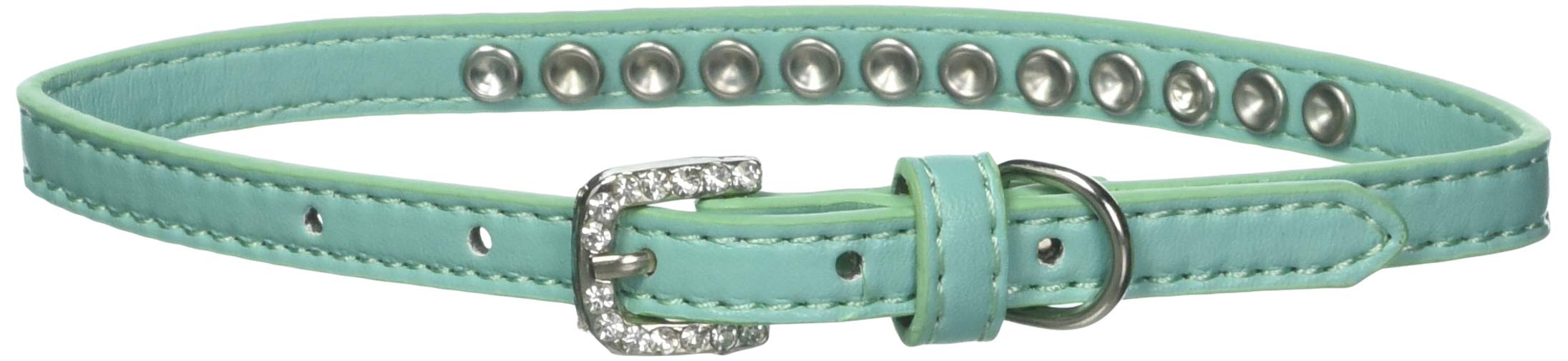 Mirage Pet Products Clear Crystal Puppy Dog Collar Size 16 Aqua