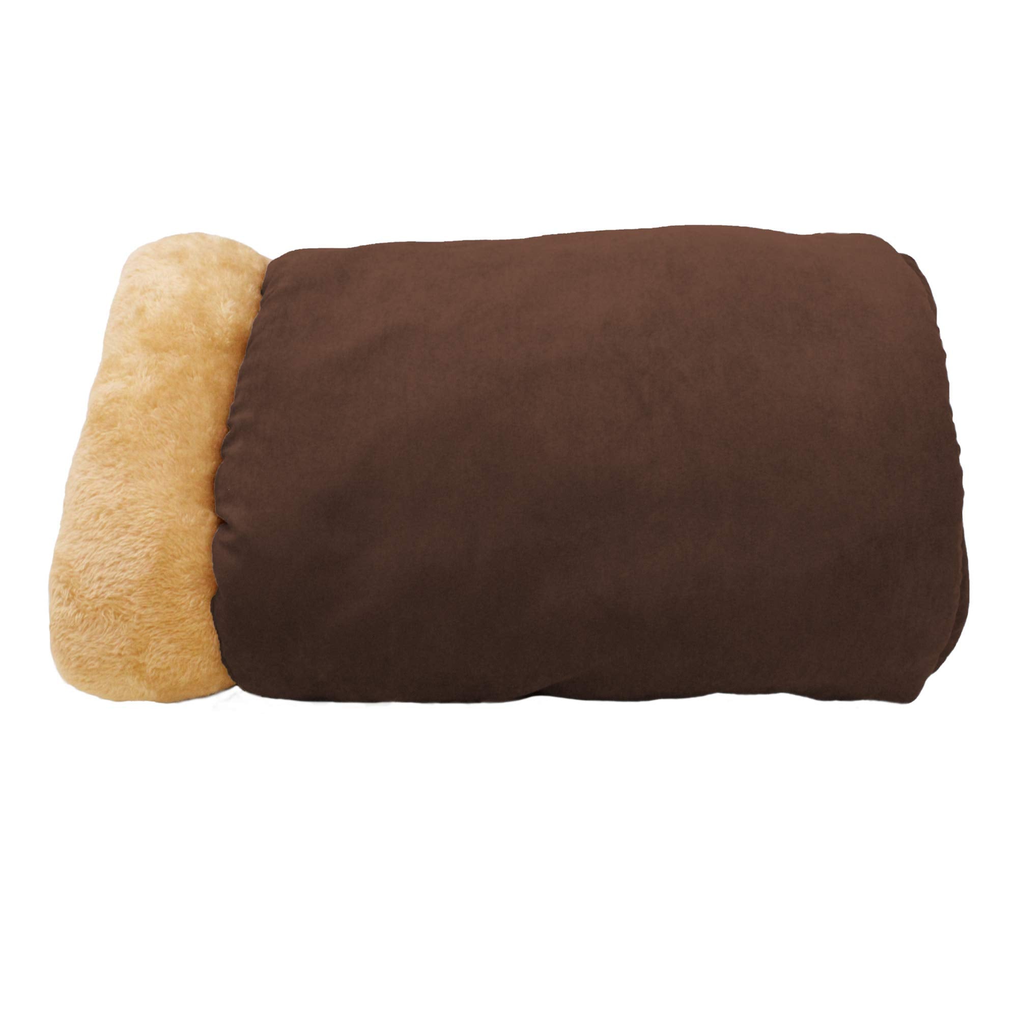 Goopaws 4 In 1 Self Warming Burrow Cat Bed, Pet Hideway Sleeping Cuddle Cave (Brown)