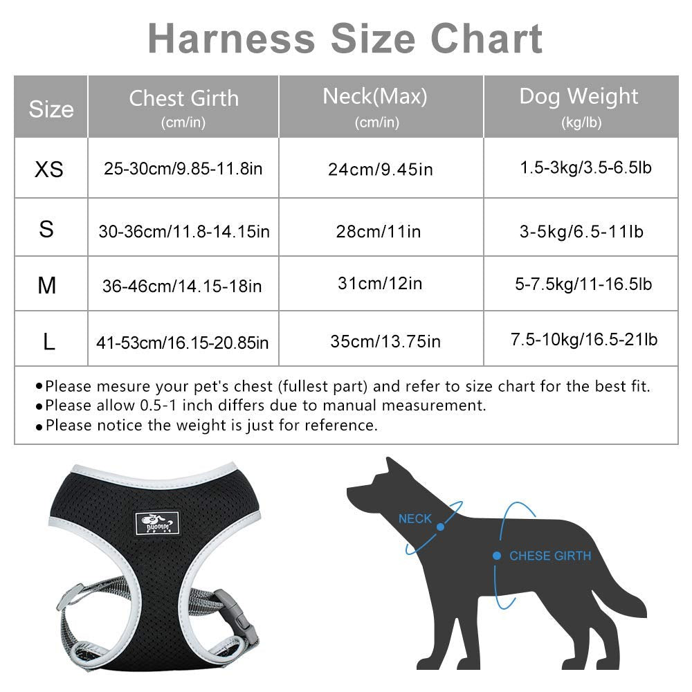 Puppy Harness And Leash Set - Dog Vest Harness For Small Dogs Medium Dogs- Adjustable Reflective Step In Harness For Dogs - Soft Mesh Comfort Fit No Pull No Choke (S, Black)