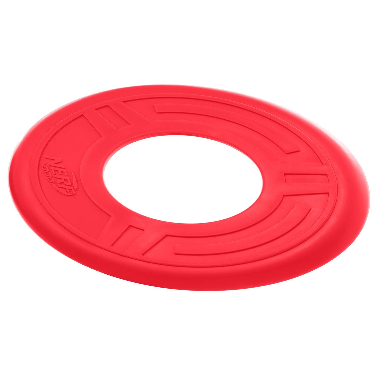Nerf Dog Atomic Flyer Outdoor Dog Toy, 10 Inch Flying Disc Dog Fetch Toy, Rubber Dog Toy For Medium Dogs And Large Dogs, Red