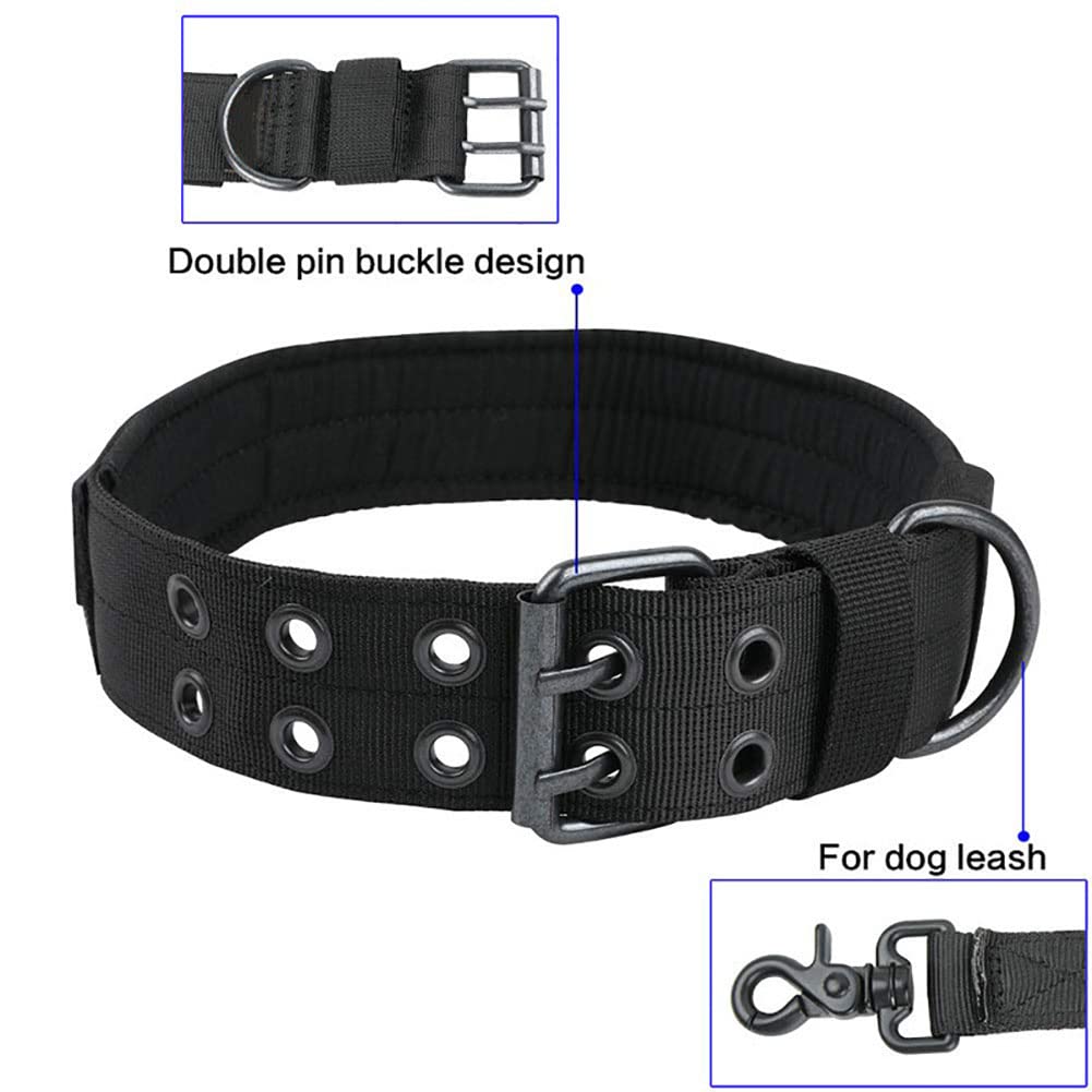 Love Dream Tactical Dog Collar, Adjustable Military Dog Collar With Metal D Ring And Buckle, Heavy Duty Nylon Training Collar Fo