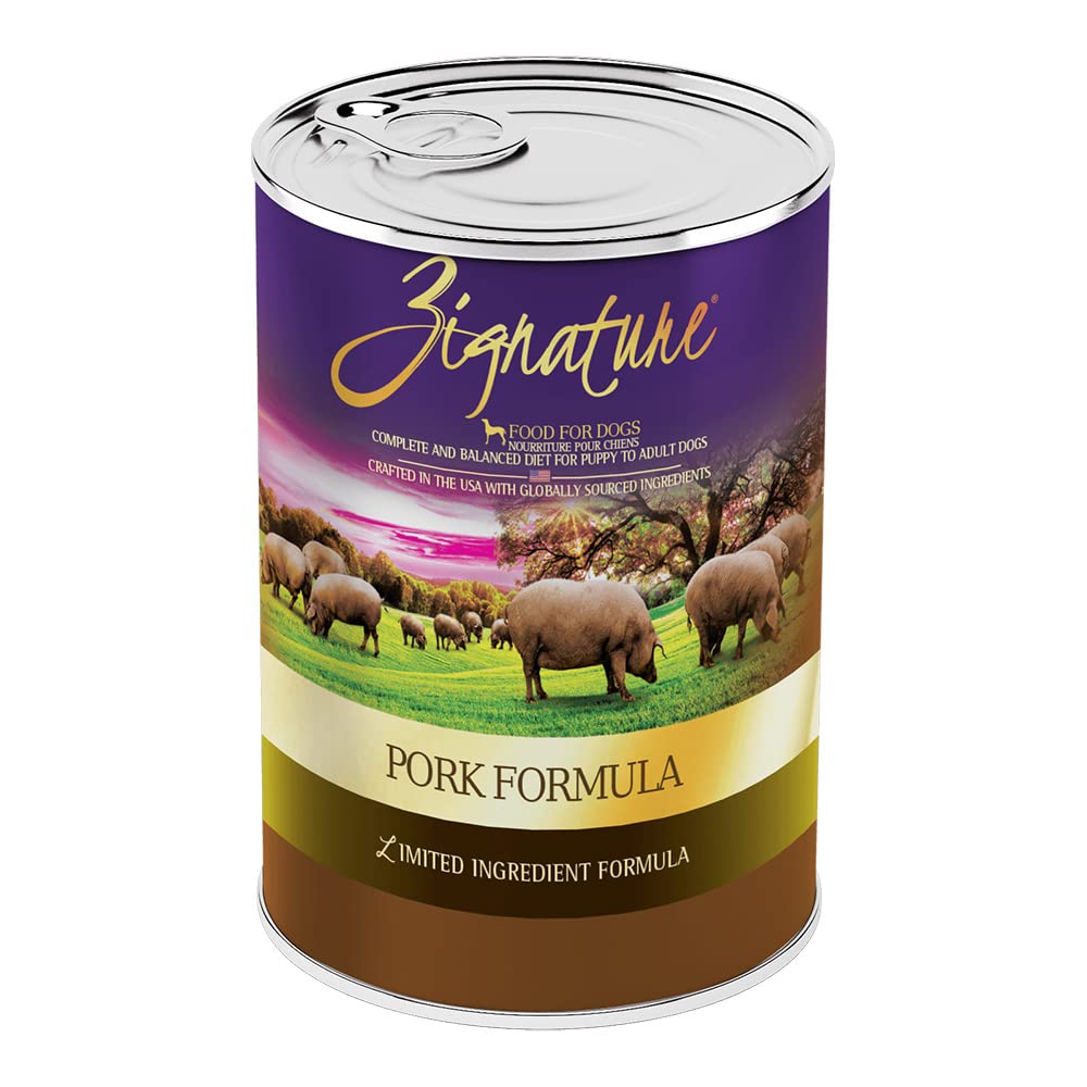 Zignature 12713164 Pork Formula Canned Dog food (12 Pack), 13 oz