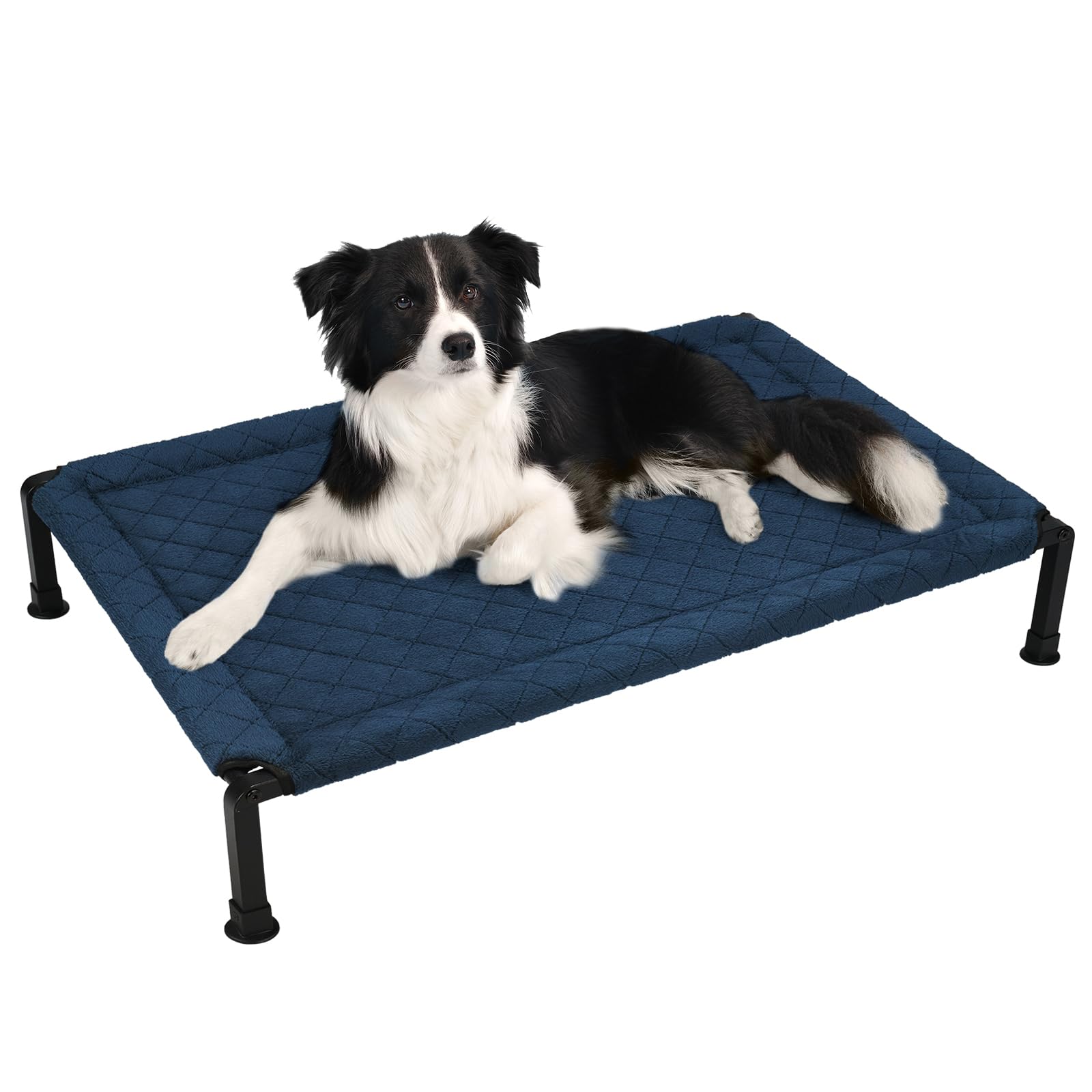 Veehoo Warm Plush Elevated Dog Bed, Raised Pet Cot With Heavy Duty Frame, Non-Slip Silicon Feet, Washable & Breathable Dog Cot B