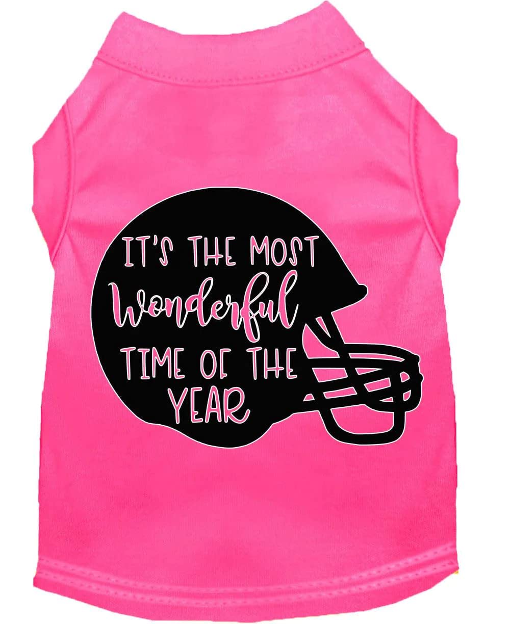 Pet Dog & Cat Shirt Screen Printed, "It's The Most Wonderful Time Of The Year (Football)" White 3XL (25-35 lbs.)