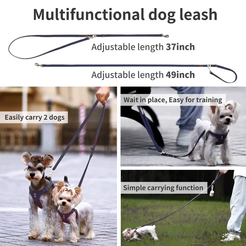 No Pull Xs Dog Harness With Multifunction Dog Leash,Soft Adjustable No Choke Escape Proof Pet Harness Vest,Denim Blue,Xs