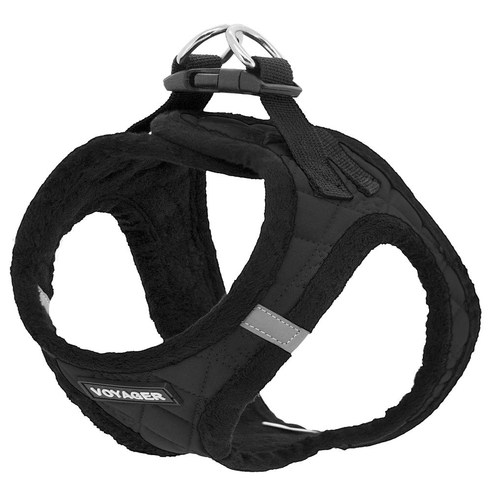 Voyager Step-In Plush Dog Harness - Soft Plush, Step In Vest Harness For Small And Medium Dogs By Best Pet Supplies - Black Plush, S (Chest: 14.5 - 16')