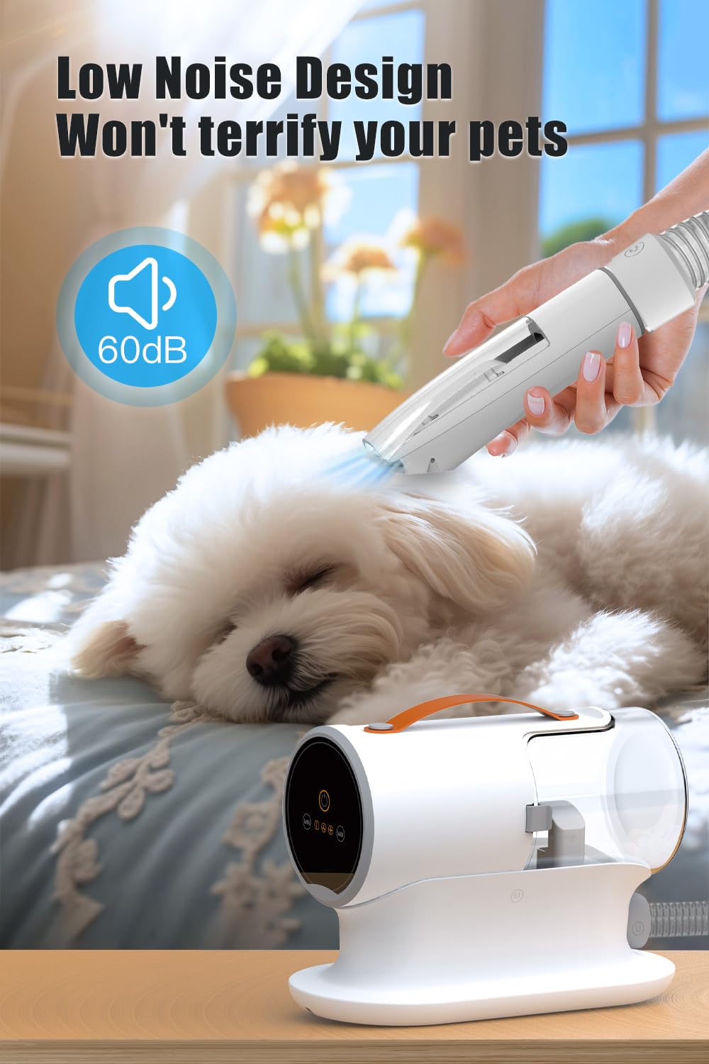 Fixr Dog Vacuum For Shedding Grooming, 12000Pa Suction Dog Hair Vacuum, Pet Vacuum Grooming Kit With 2L Dust Cup, Low Noise, 3 Levels, 5 Grooming Tools