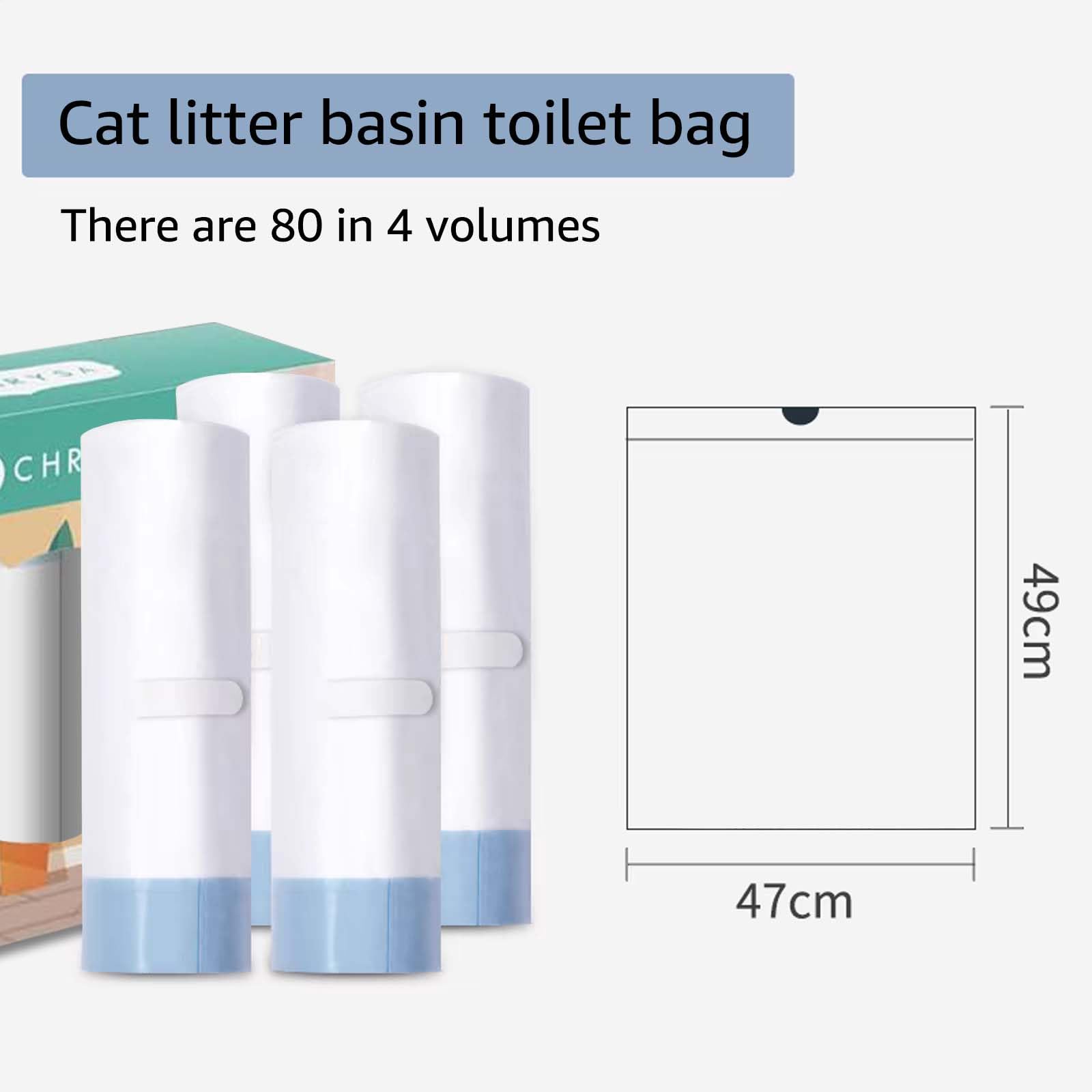 80 Count Waste Bags For Self-Cleaning Cat Litter Box, Replacement Extra Large Cat Litter Box Liners, 4 Rolls Drawstring Trash Ba