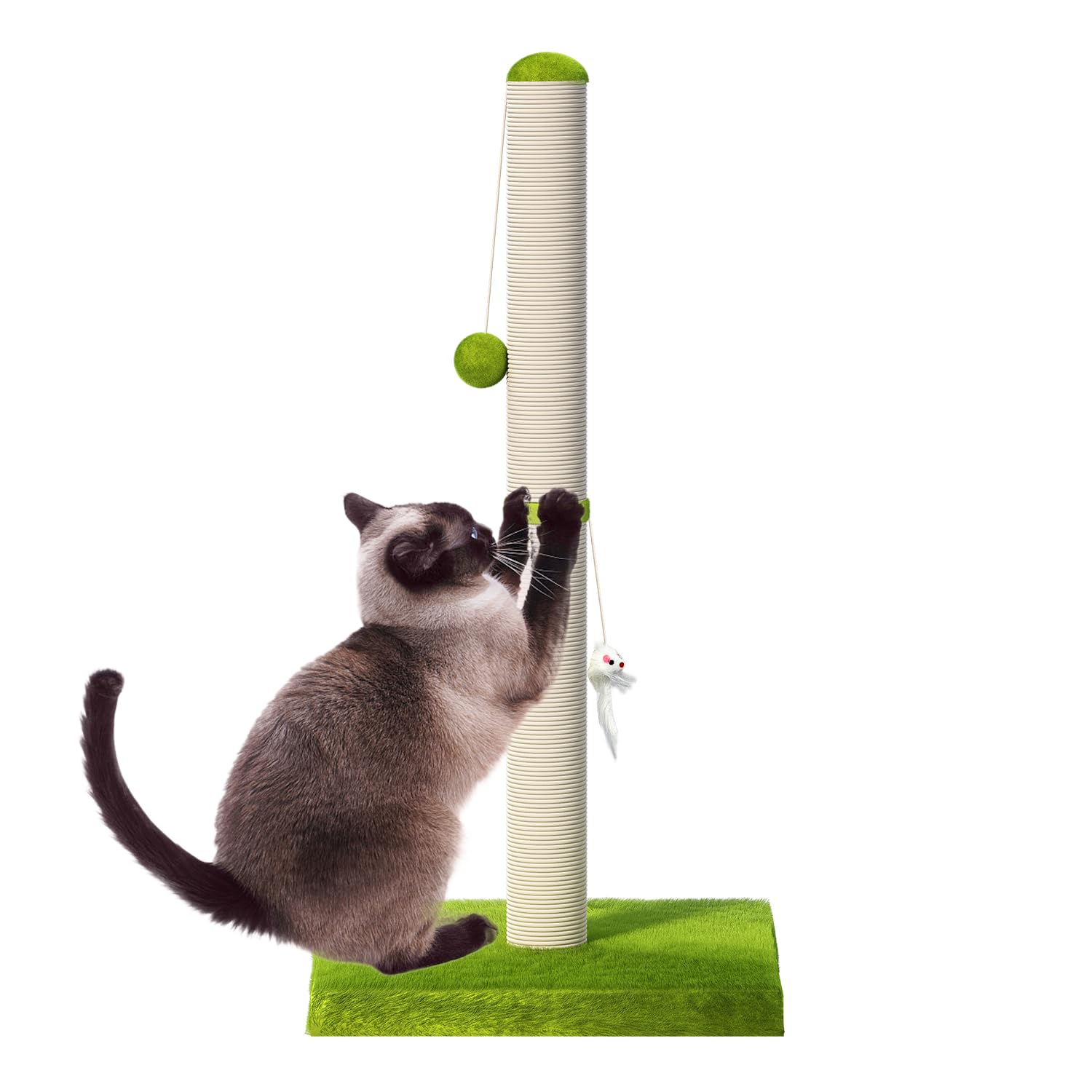 Meowhomm 32    Tall Cat Scratching Posts For Indoor Adult Cats And Kittens With 2 Hanging Balls, Large Cat Scratch Post Cat Scra