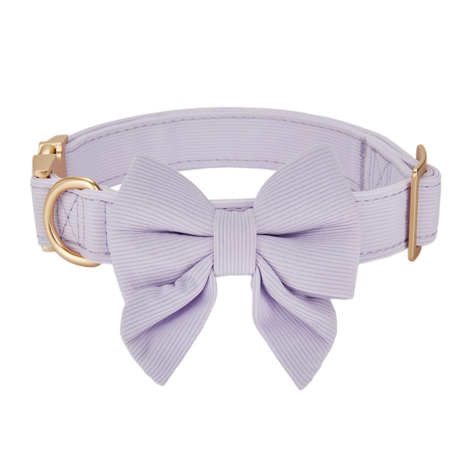 Ewinoom Bowtie Dog Collar Adjustable Soft Collars With Detachable Bow Tie And Metal Buckle For Small Medium Large Dogs,Lilac,Med