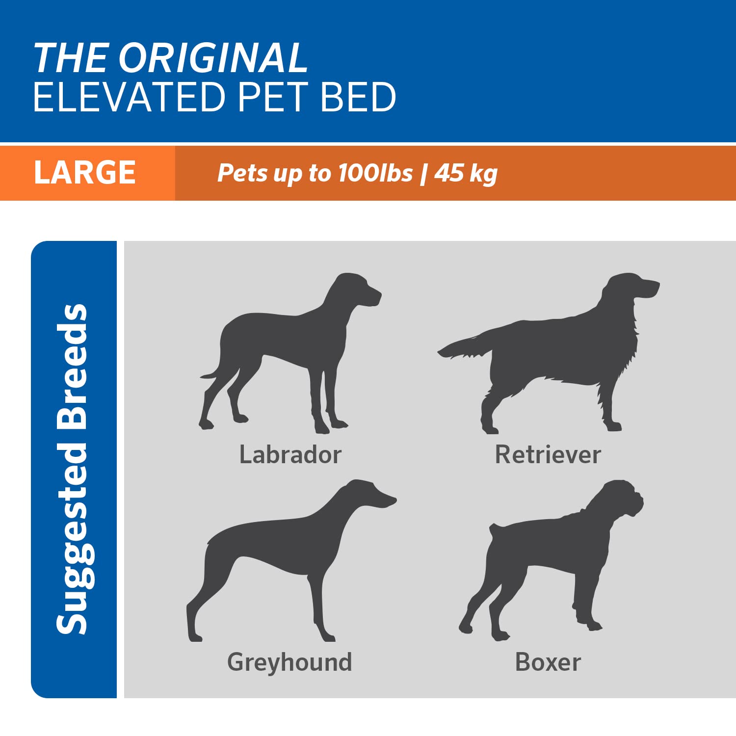 Coolaroo Elevated Dog Bed - Large, 51"x31.5", Nutmeg, 100% Recyclable High Density Polyethylene, Model 458959, Indoor/Outdoor Use