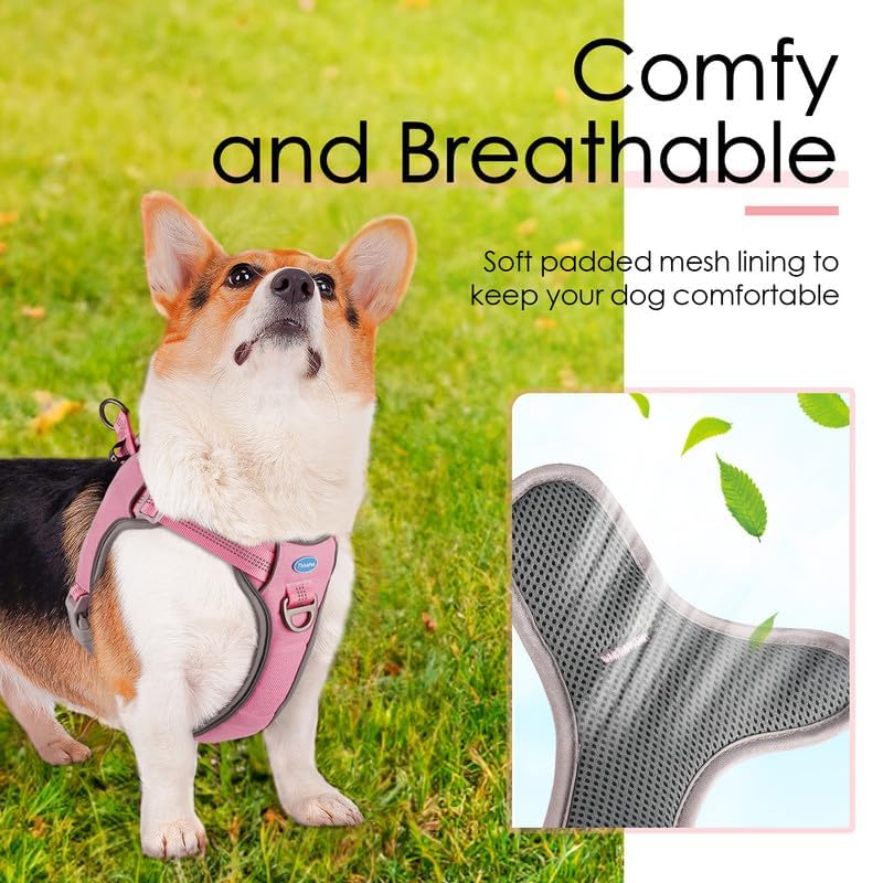 ThinkPet No-Pull Harness, Escape Proof Step-in Reflective Dog Vest Adjustable Breathable Halter Harness with Back/Front Clip for