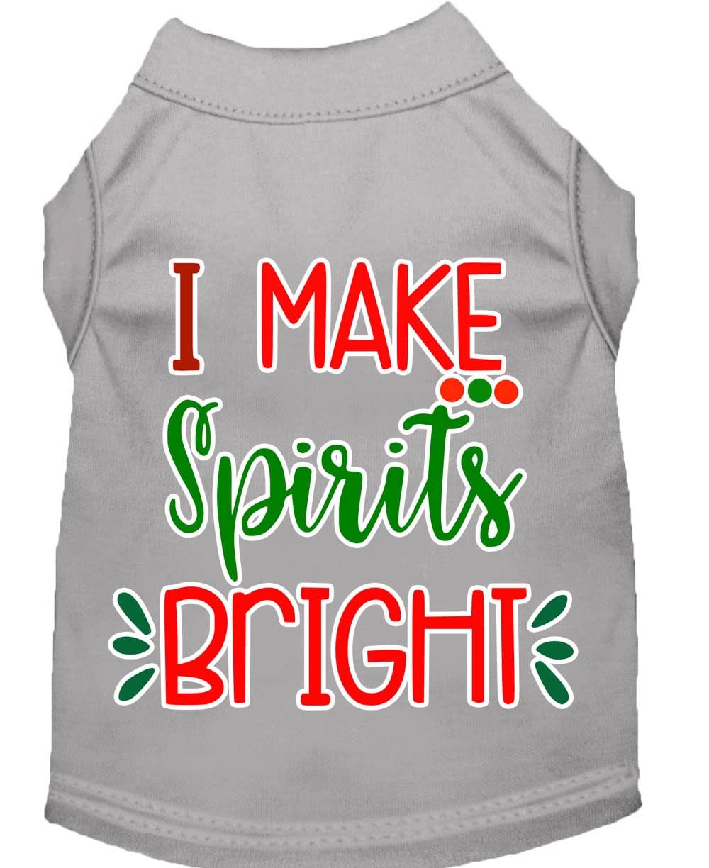 Christmas Pet Dog & Cat Shirt Screen Printed, &quot;I Make Spirits Bright&quot; Bright Pink MD (6-10 lbs.)