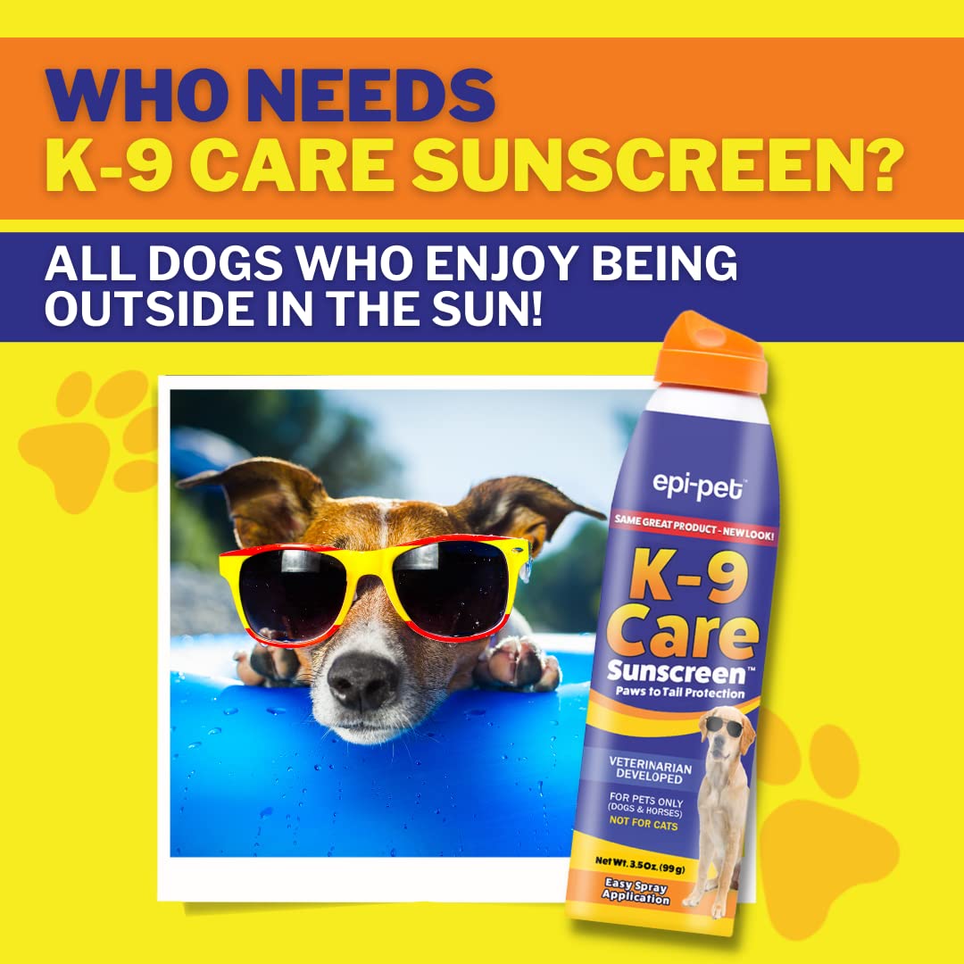 Epi-Pet K-9 Care Sunscreen Spray, SPF 30+, Non-Greasy, 4 oz - Protects Dogs & Horses from Sunburn, Transparent Formula