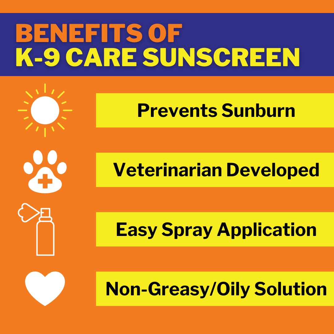 Epi-Pet K-9 Care Sunscreen Spray, SPF 30+, Non-Greasy, 4 oz - Protects Dogs & Horses from Sunburn, Transparent Formula
