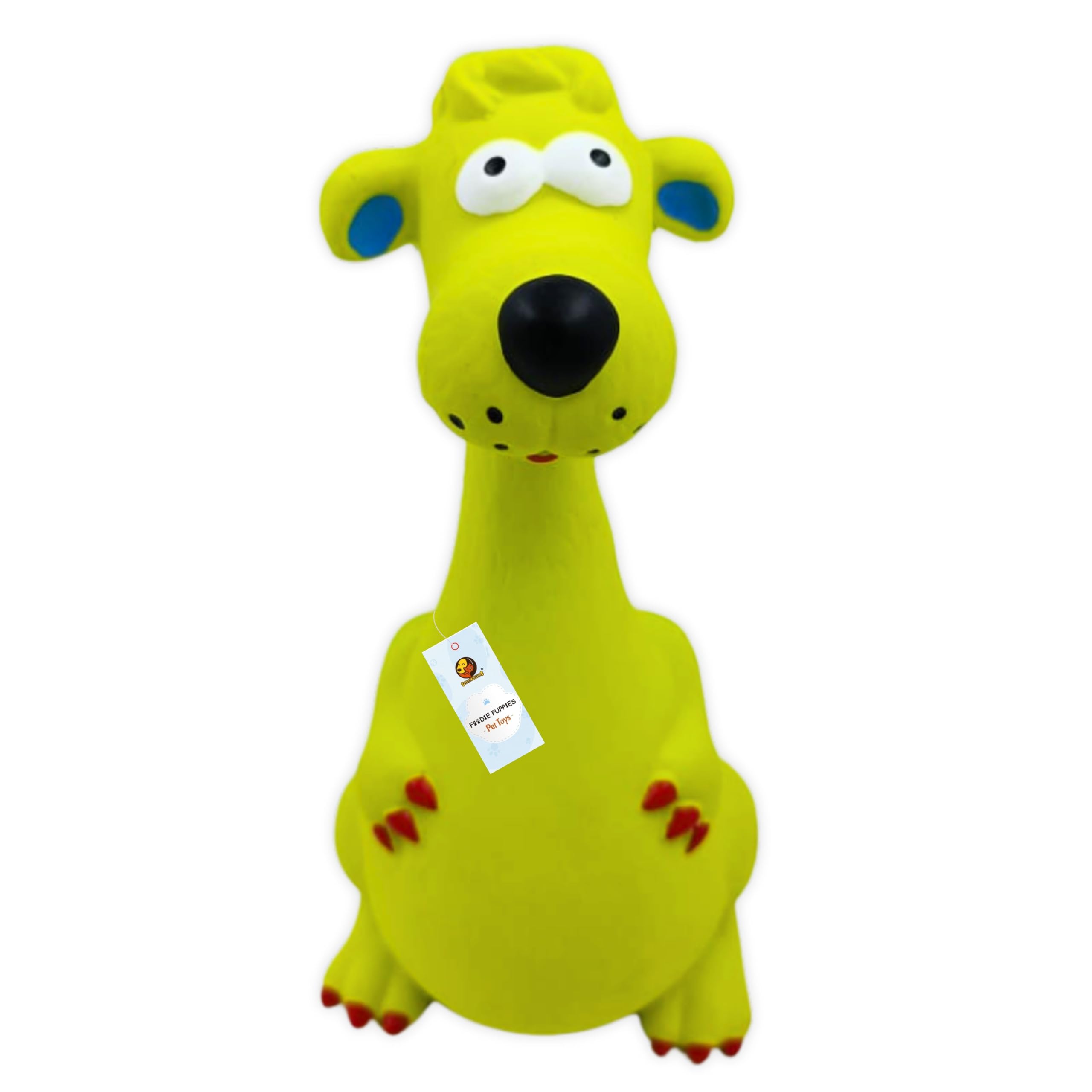 Foodie Puppies Dog Squeaky Chew Latex Rubber Toy  (Green Dog) | for Small Dogs & Puppies | Durable, Soft, Animal Design, Fetch 