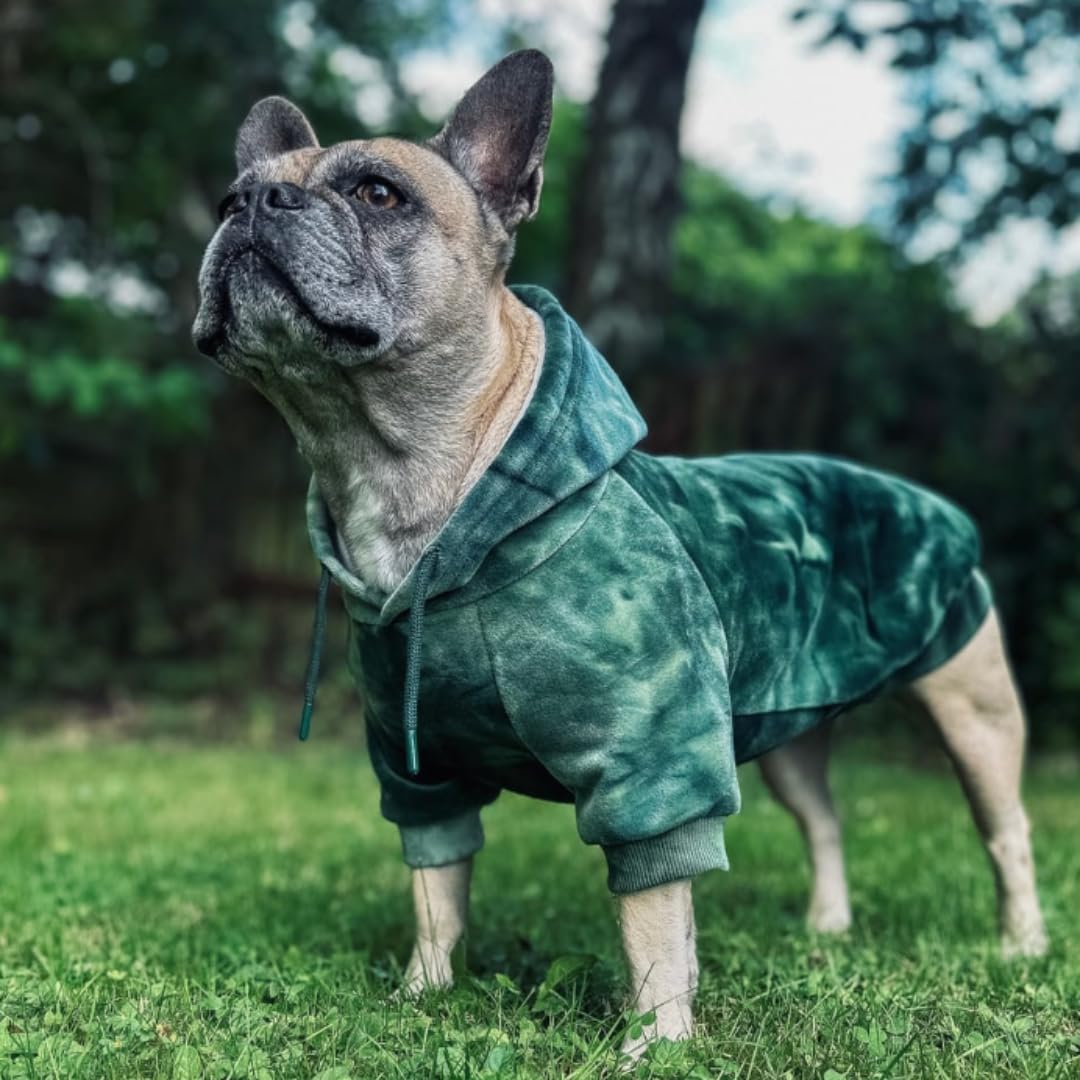 Spark Paws Dog Hoodie - Premium Quality, Buttery Soft, Superior Comfort And Fit, Calming Fleece Interior, Suitable For All Breeds -Green Skydye, S