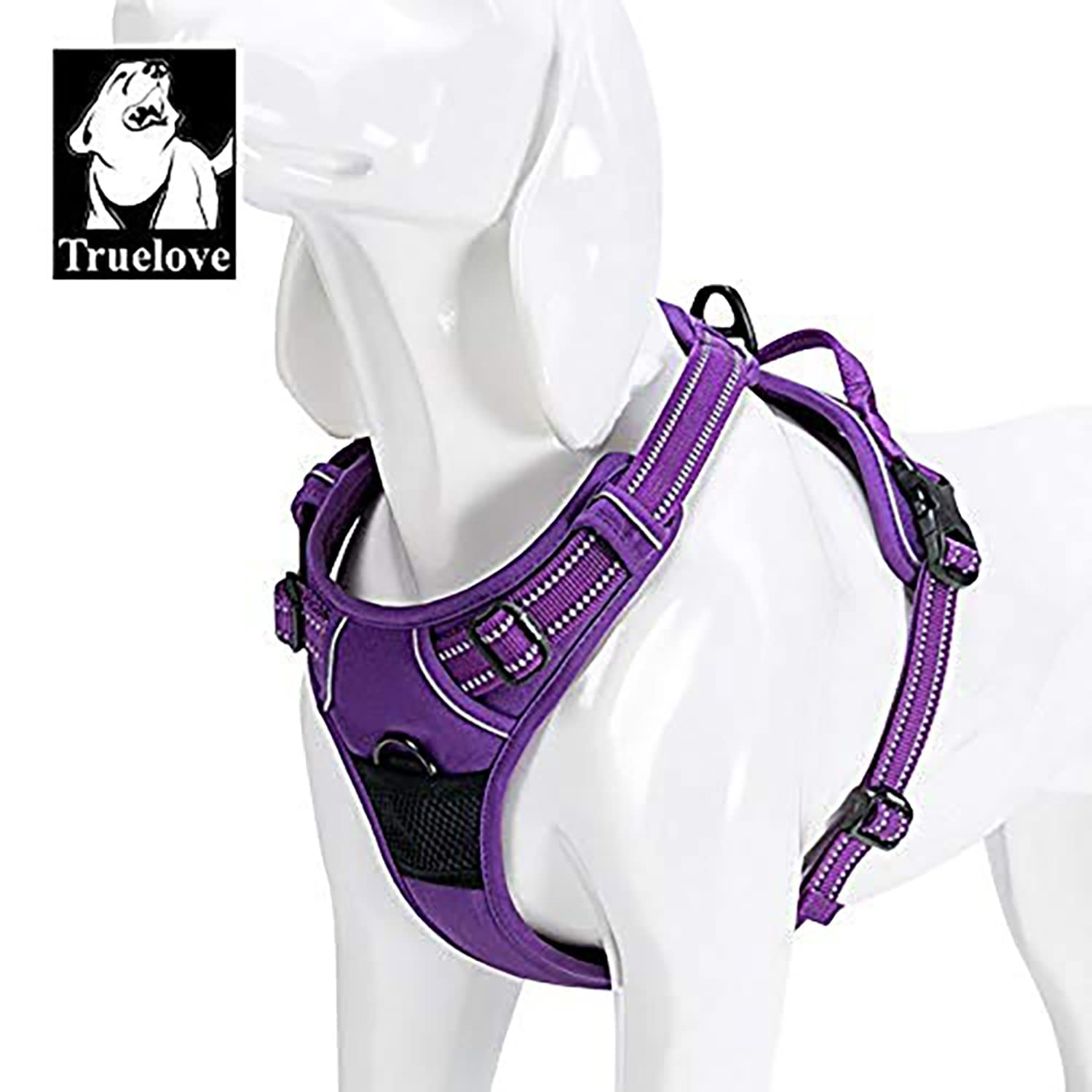 True Love Truelove Adjustable No-Pull Dog Harness Reflective Pup Vest Harnesses Comfortable Control Brilliant Colors Tlh5651(Purple,Xl)