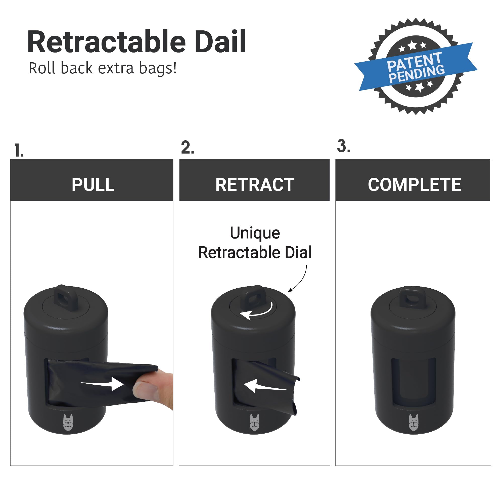 Svd.Pet Retractable Poop Bag Dispenser, Lightweight Holder, Stretchy Strap Fits Any Leash, Dog Walking Accessory (Black)