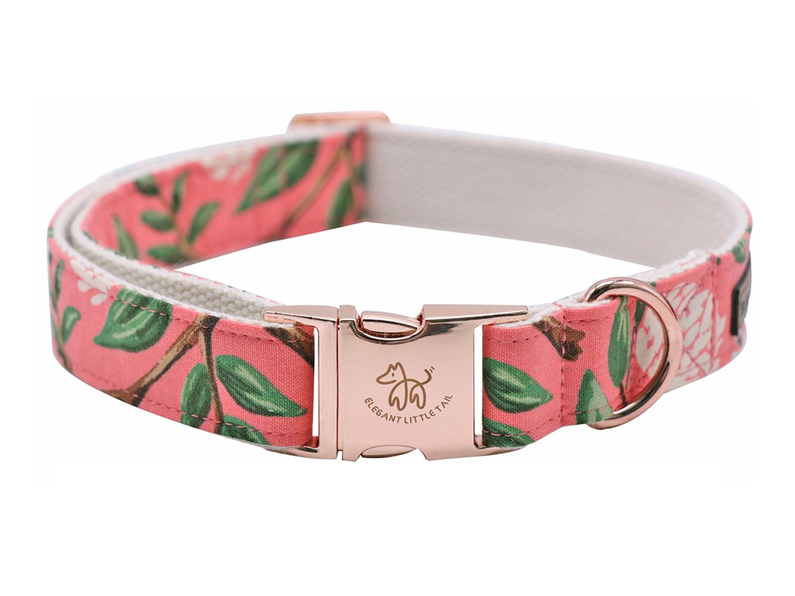 Elegant Little Tail Dog Collar, Pink Floral Print Pet Collar Summer Dog Collar Pet Collar Dog Cotton Durable Dog Collar Metal Bu