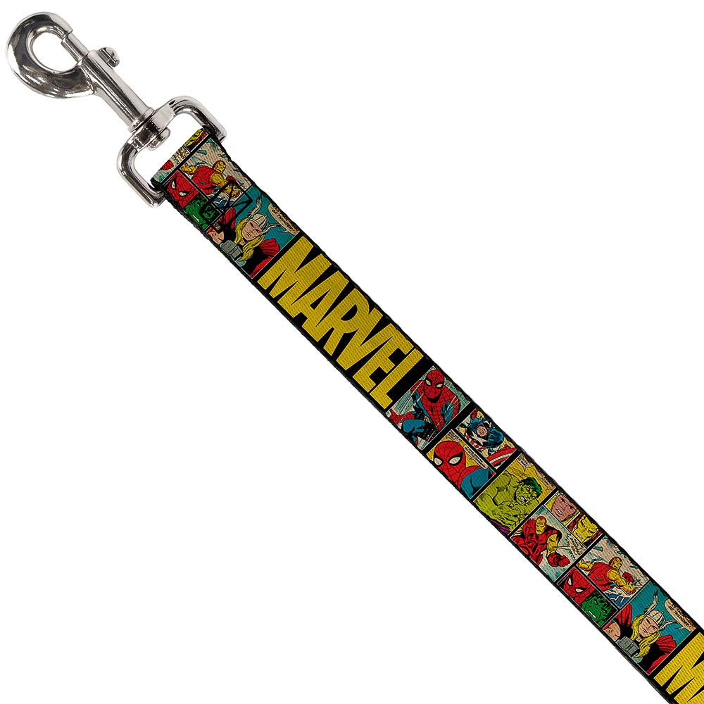Dog Leash Marvel Retro Comic Panels Black Yellow 6 Feet Long 0.5 Inch Wide, Dl-6Ft-Wav042-N