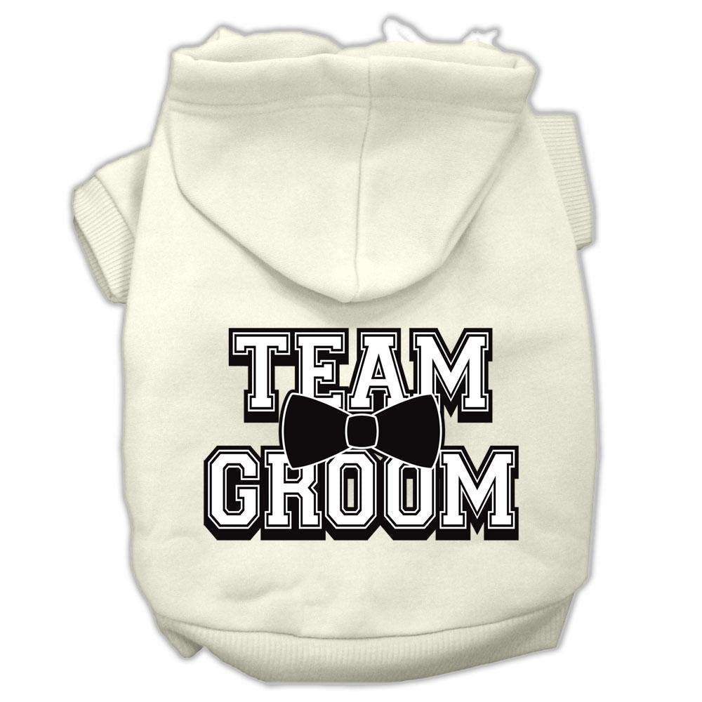 Pet Dog & Cat Hoodie Screen Printed, &quot;Team Groom&quot; Cream 2XL (20-25 lbs.)