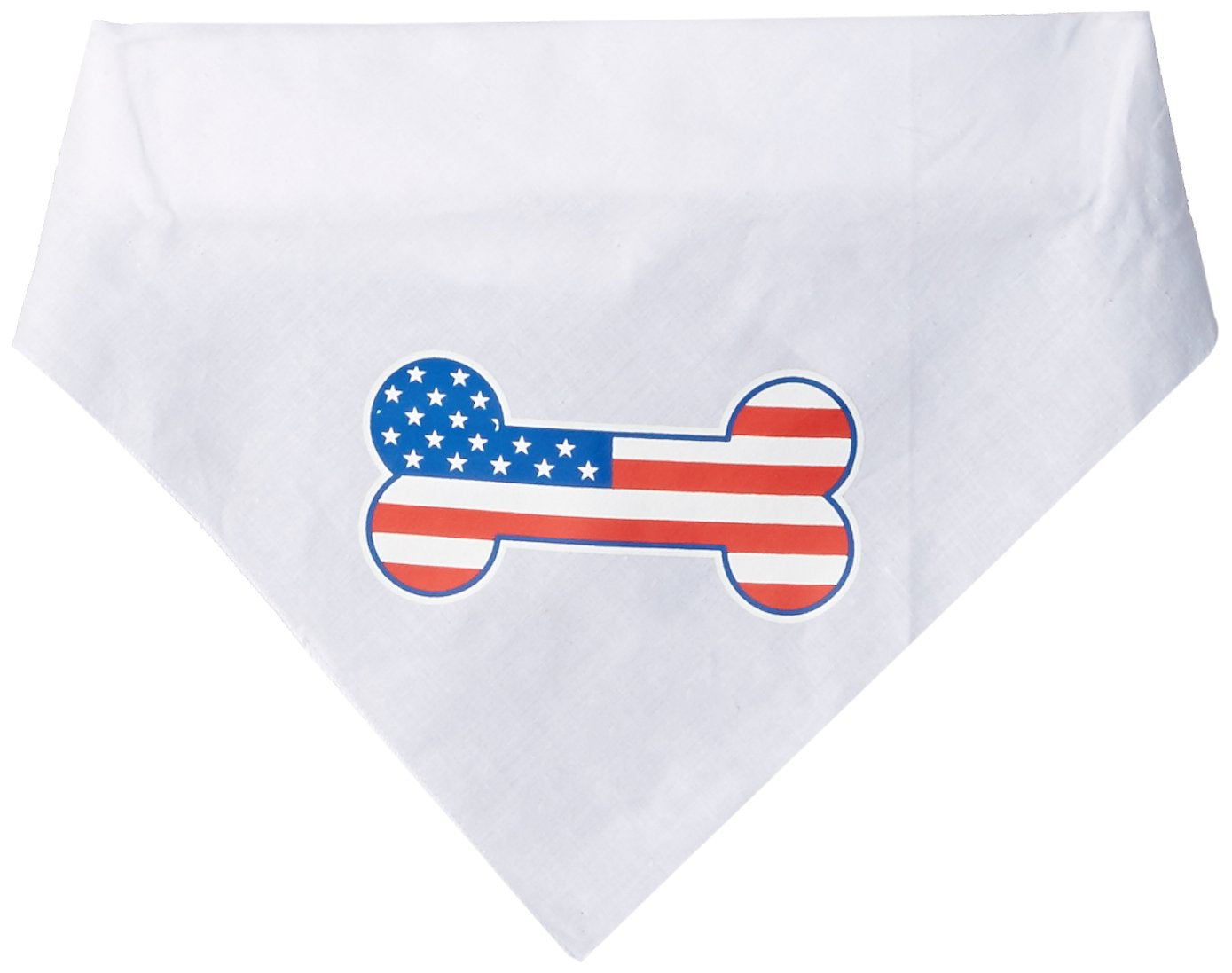 Pet and Dog Bandana Screen Printed, &quot;Bone Shaped American Flag&quot; White Large