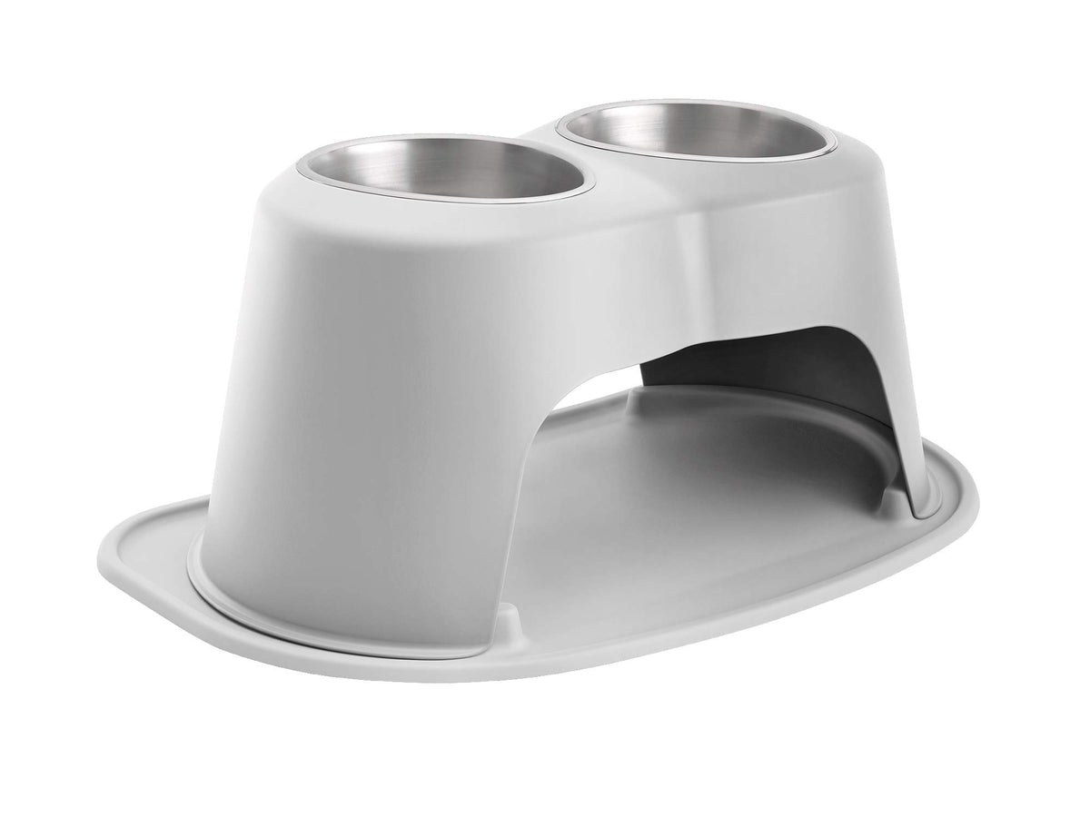 Weathertech Double High Pet Feeding System - Elevated Dog/Cat Bowls - 10 Inch High Light Grey (Dhc6410Lglg)