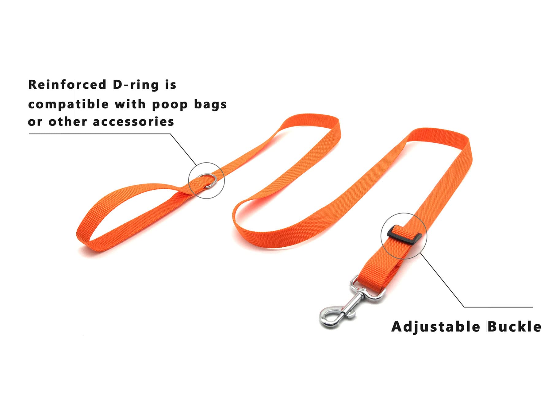 6Ft/ 10Ft Adjustable Dog Leash, Nylon Dog Leashes For Medium Large Dogs (6Ft, Orange)