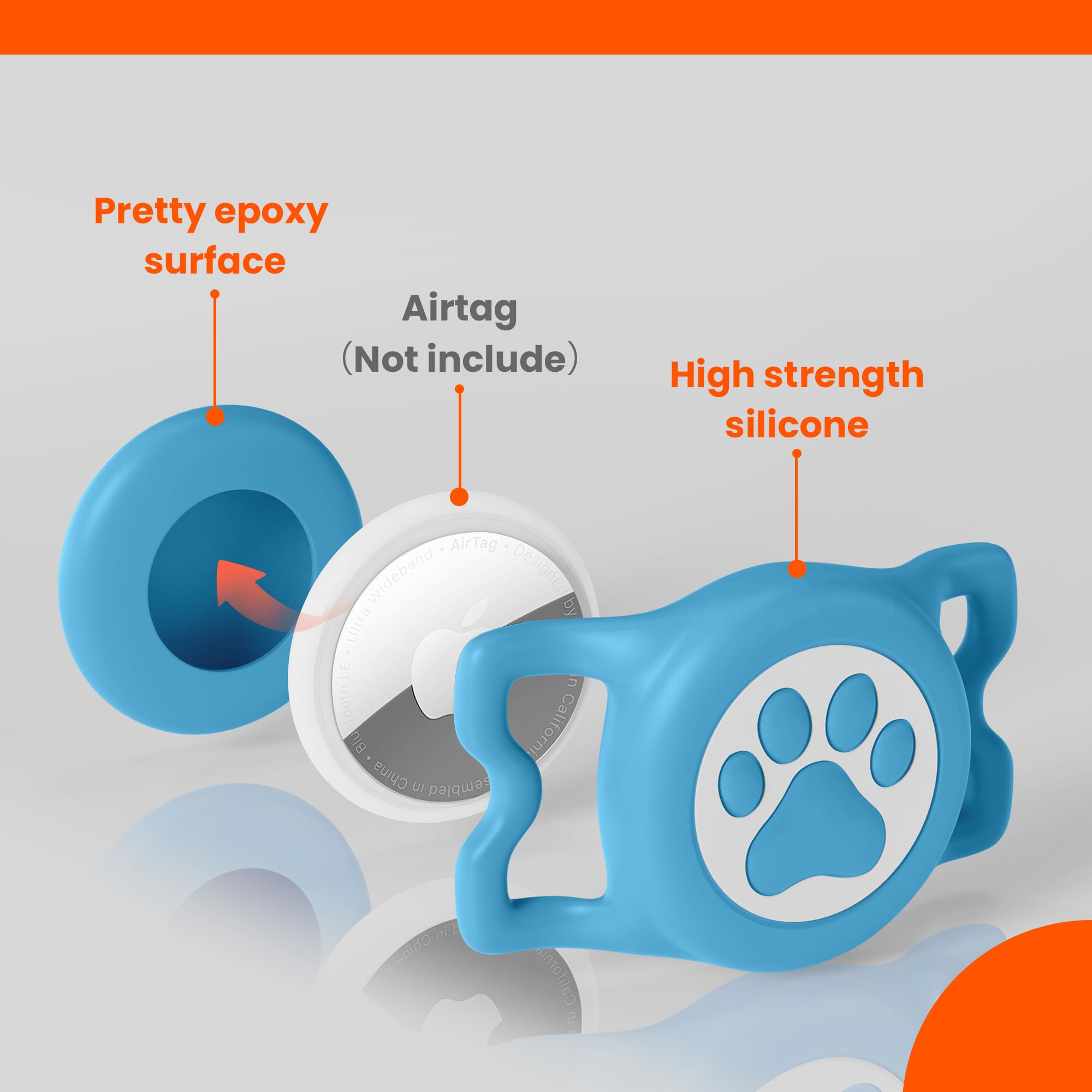 ILFINDYOU Waterproof Airtag Dog Collar Holder - Silicone Airtag Holder for Dogs & Cats, Blue