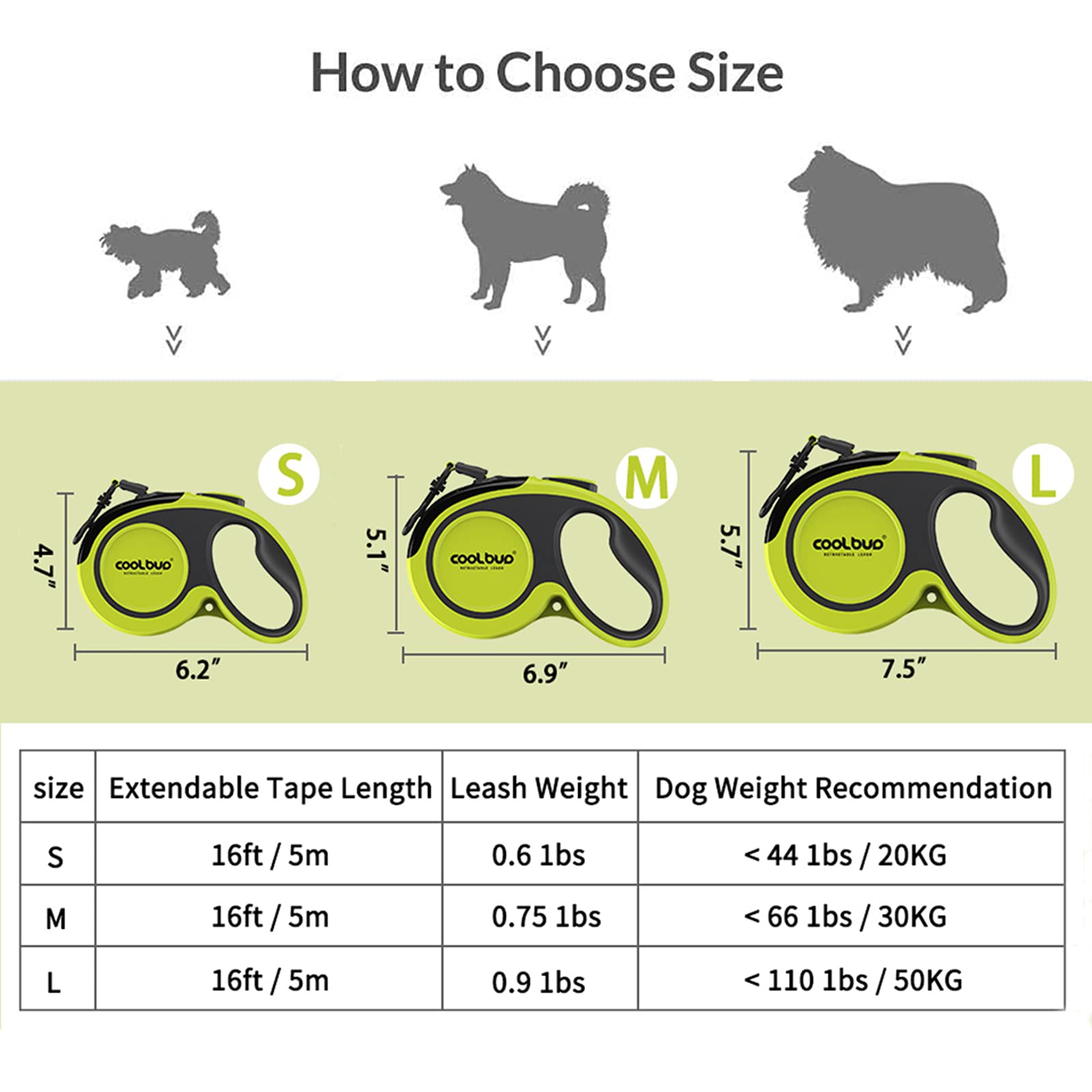 360° Tangle-Free, Heavy Duty Retractable Dog Leash With Anti-Slip Handle; 16 Ft Reflective Strong Nylon Tape; For Large Dog Or Cat Up To 110 Lbs; One-Handed Brake, Pause, Lock (Green, Large)