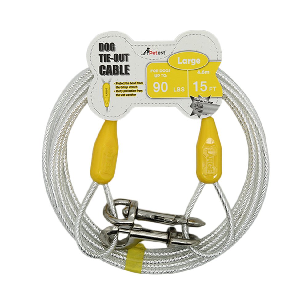 Petest 15Ft Reflective Tie-Out Cable For Large Dogs Up To 90 Pounds