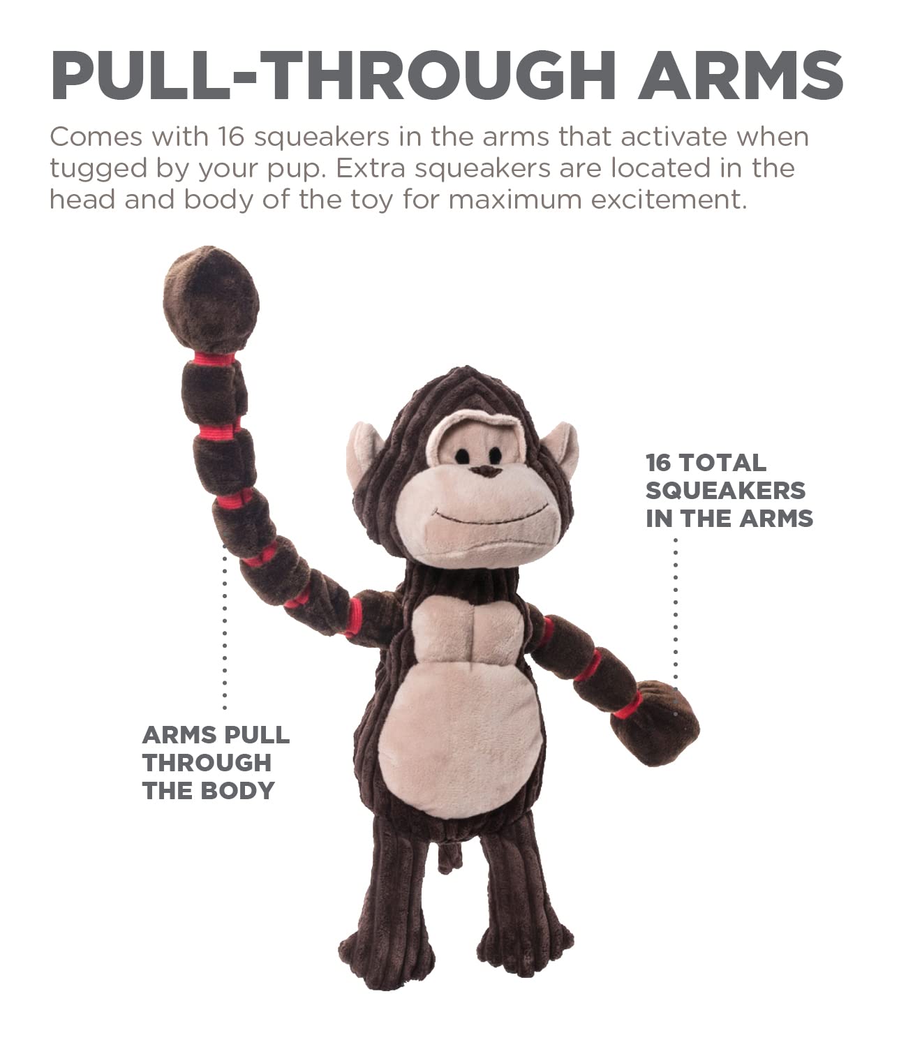 Outward Hound Thunda Tugga Gorilla Plush & Squeaky Dog Tug Toy