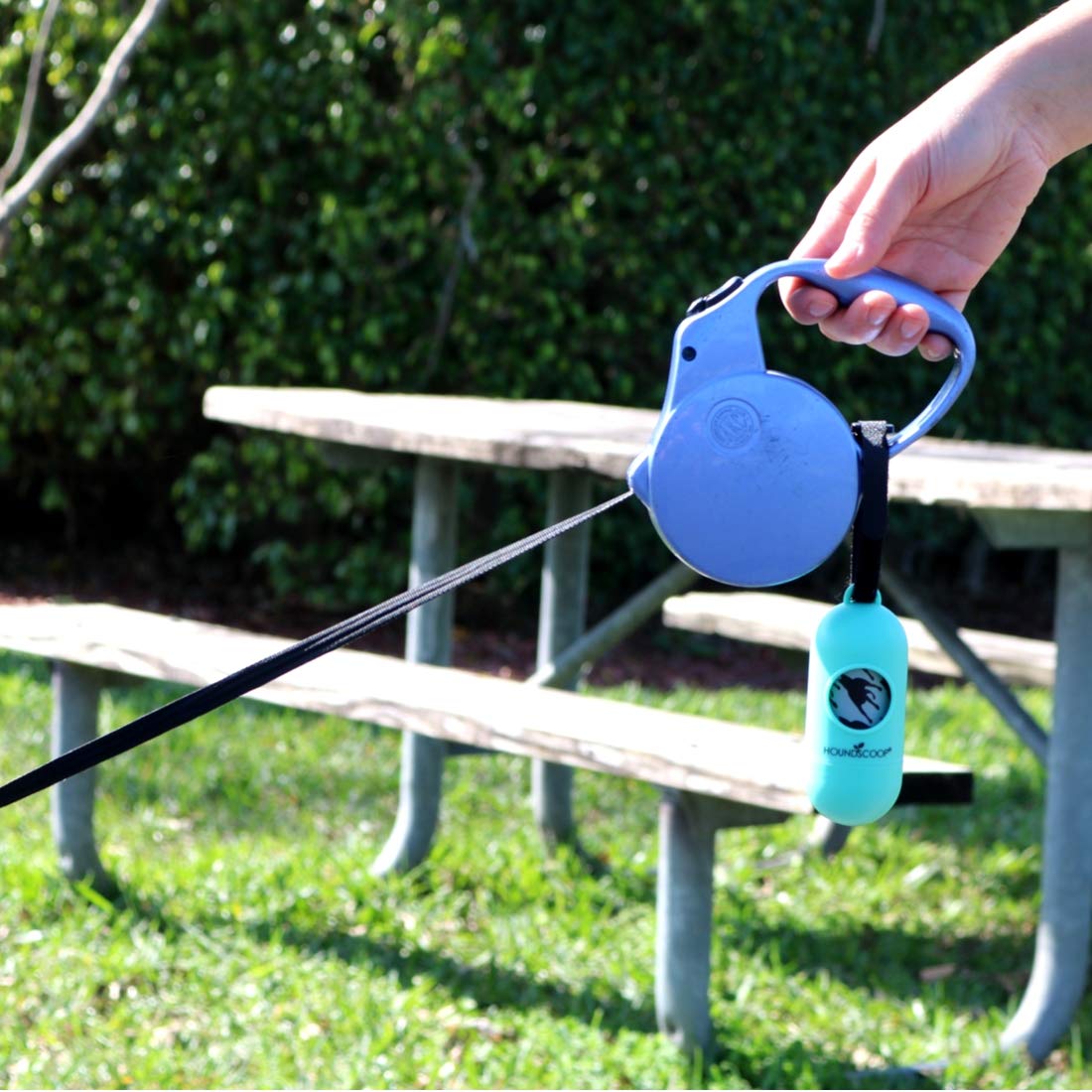Houndscoop Leash Dispenser Adjustable Strap 15 Pet Waste Bags Included