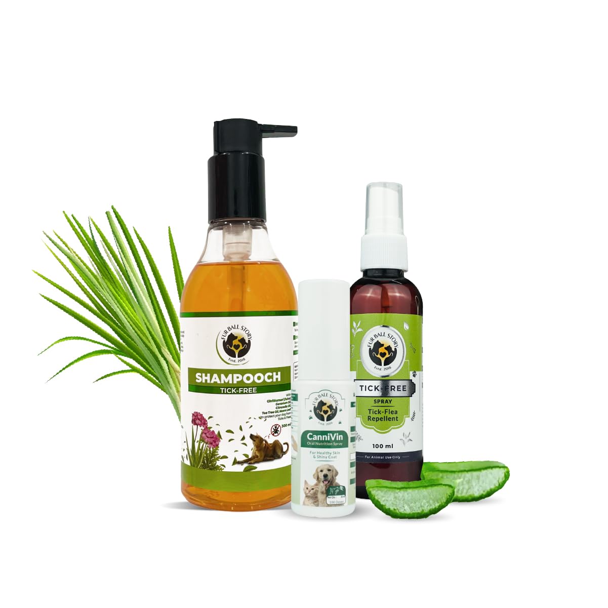 Fur Ball Story Shampooch Tick-Free Dog Shampoo (300Ml) - Natural Anti-Fungal & Anti-Itching Formula | Pack Of 3 (Shampoo + Tick 