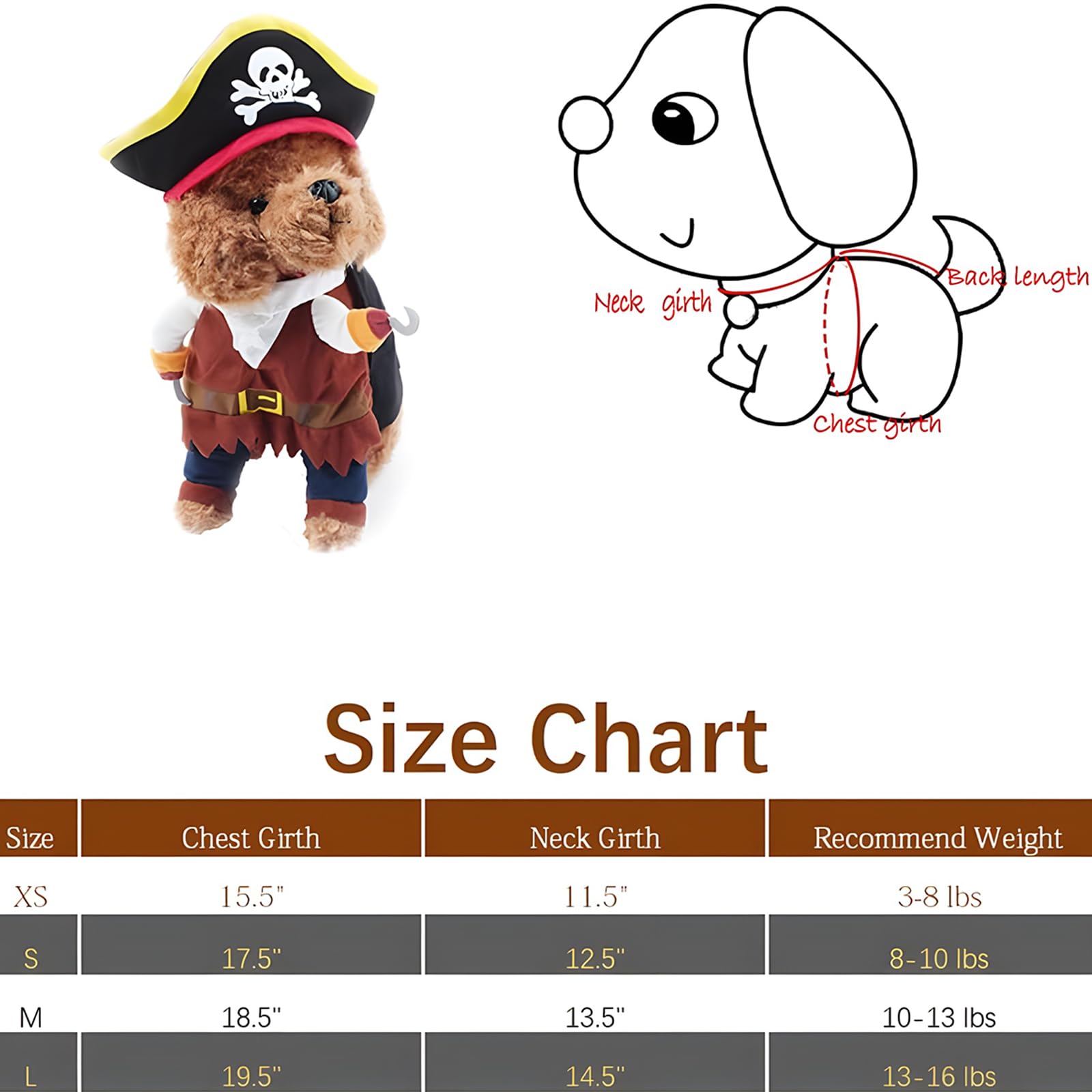 Nacoco Pet Dog Costume Pirates Of The Caribbean Style Cat Costumes (Xs) Brown