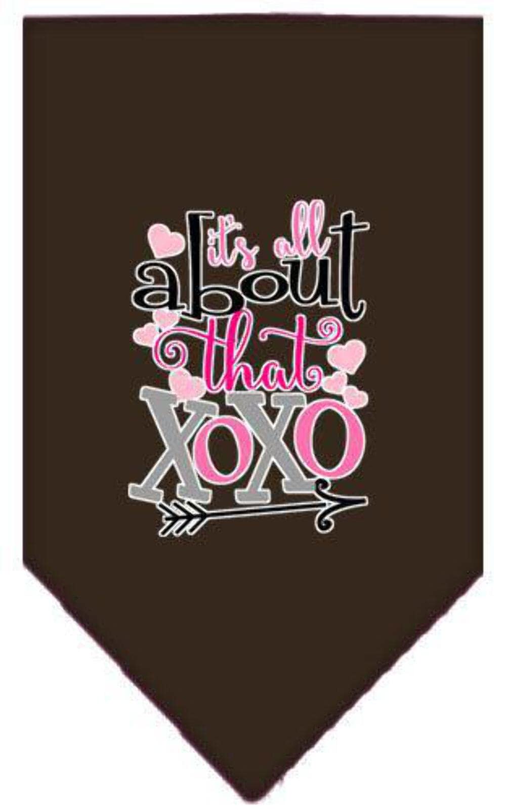 Pet and Dog Bandana Screen Printed, "It's All About That XOXO" Lime Green Large