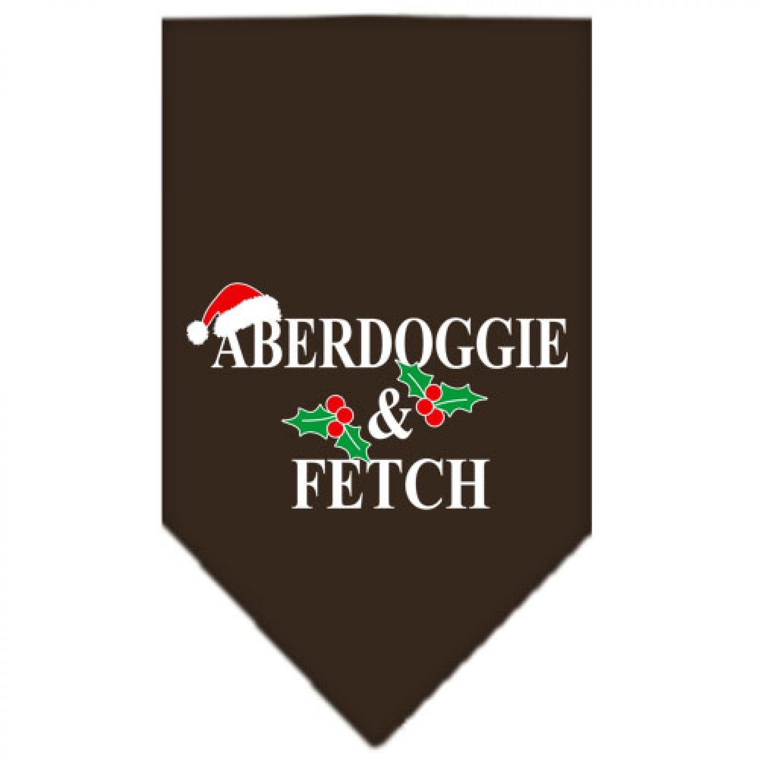 Christmas Pet and Dog Bandana Screen Printed, &quot;Aberdoggie Christmas&quot; Cocoa Small