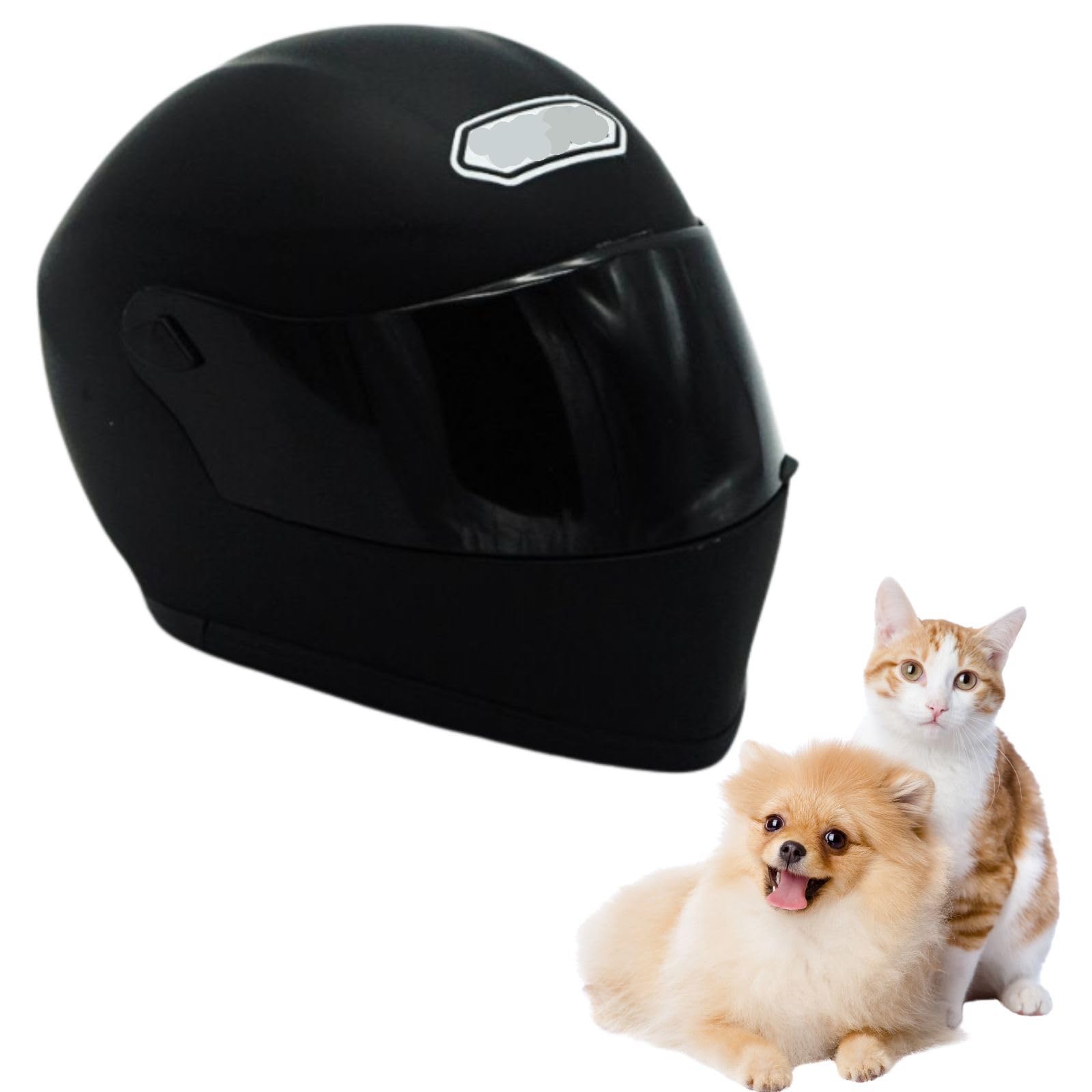 Kunbiuh Pet Motorcycle Helmet For Cat/Dog, Full Face, Outdoor, Black