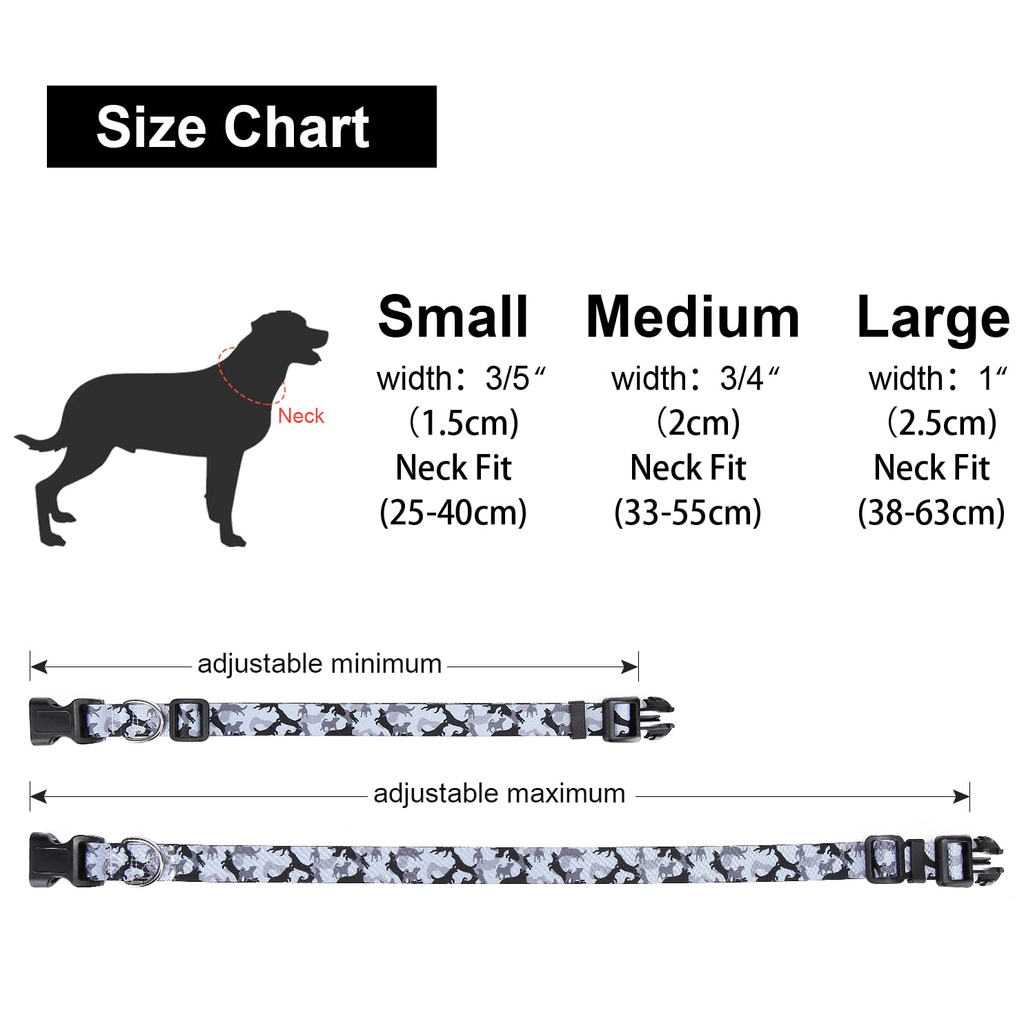 Suredoo Adjustable Dog Collar With Patterns, Ultra Comfy Soft Nylon Breathable Pet Collar For Small Medium Large Dogs (L, Dog Camouflage Grey)