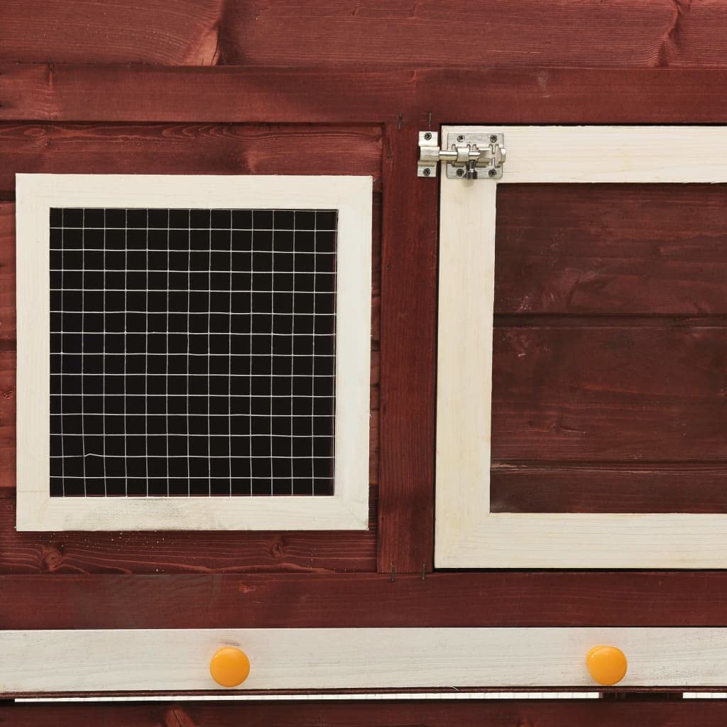 vidaXL Two-Tier Rabbit Hutch with Water-Resistant Fabric Roof | Mocha and White | Solid Firwood Construction | 55.1&quot;x24.8&quot;x47.2&quot; | Unique Farmhouse Design for Small Animals