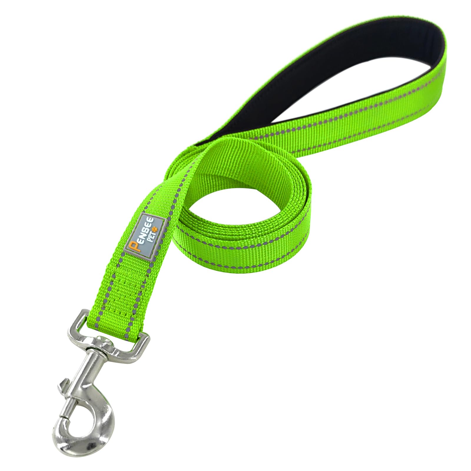 Penseepet Dog Leash 6 Ft Padded Handle Nylon Reflective Dogs Leashes For Medium Dogs Green