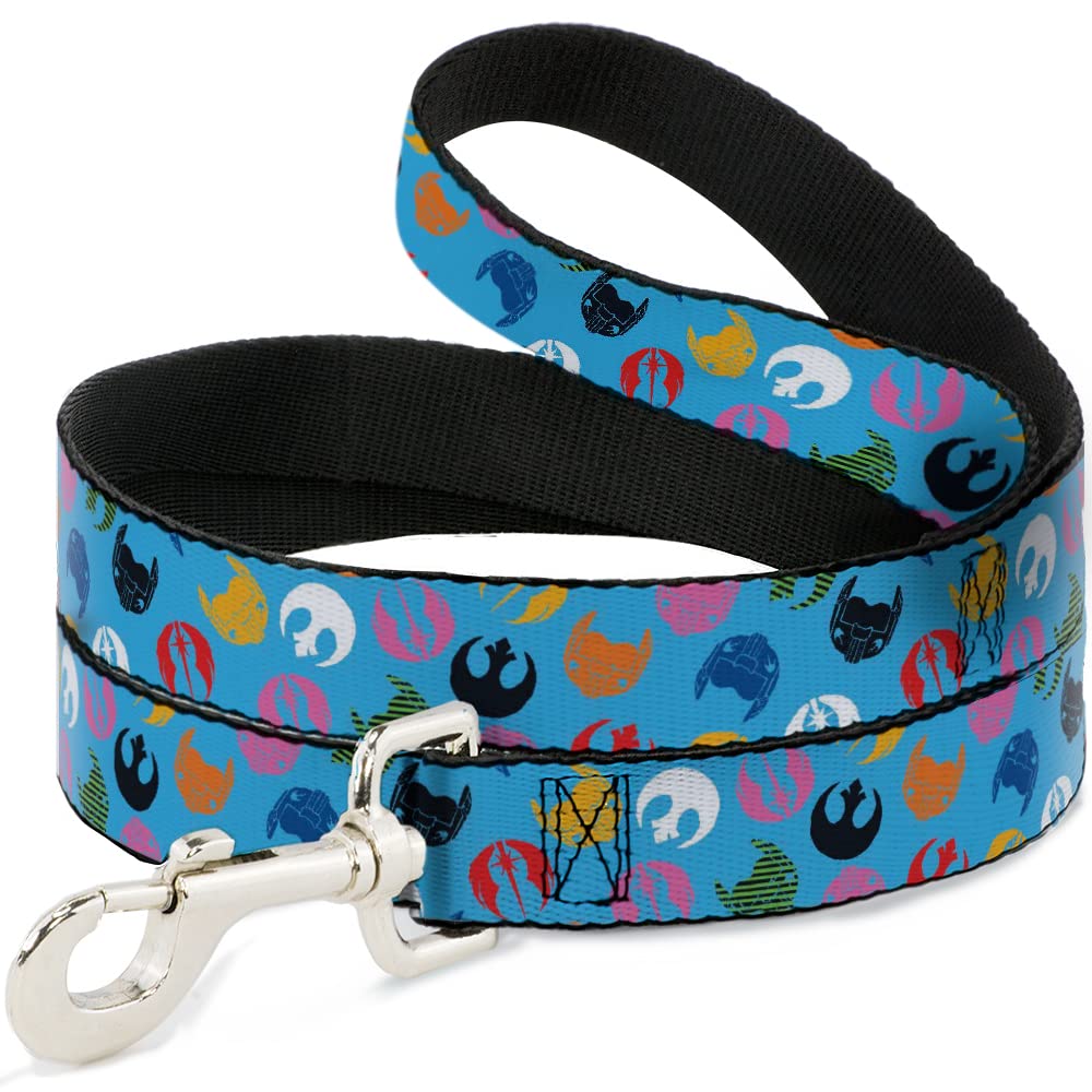 Buckle-Down Star Wars Pet Leash, Dog Leash, Star Wars Jedi Order And Rebel Alliance Icons Scattered, 4 Feet Long 1.5 Inch Wide