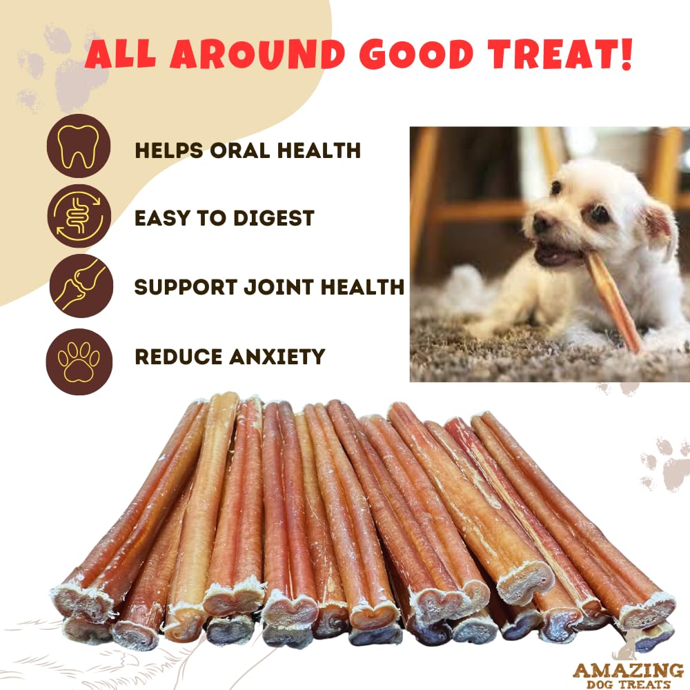Amazing Dog Treats - Bully Sticks for Small Dogs (6 Inch Junior - 12 Count) - Premium Thin Bully Sticks for Dogs - Best Bully St