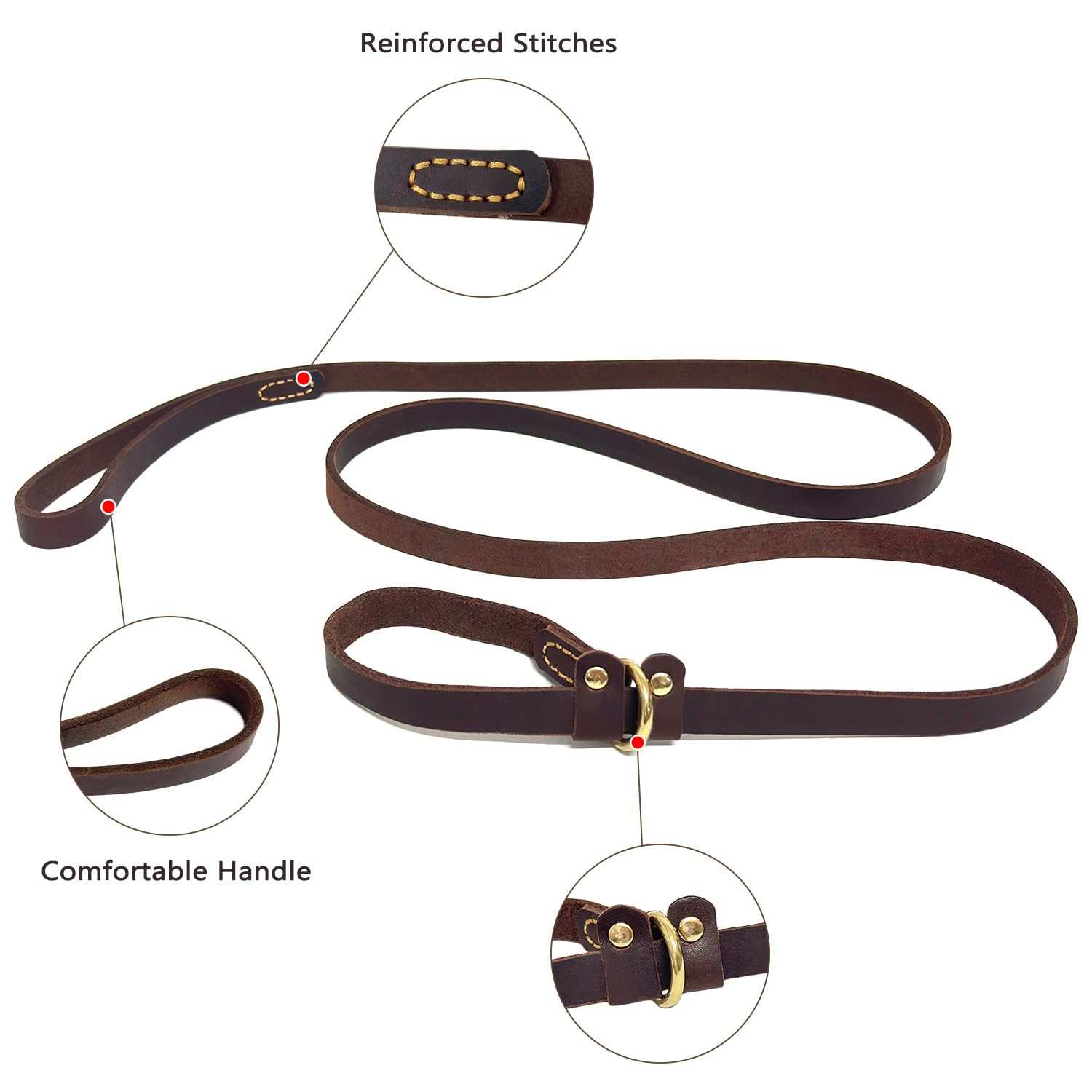 Guiding Star Slip Lead For Medium Large Dogs, Brown (6 Ft*3/4In) - A Heavy Duty Leather Slip Leash Ideal For Dog Training