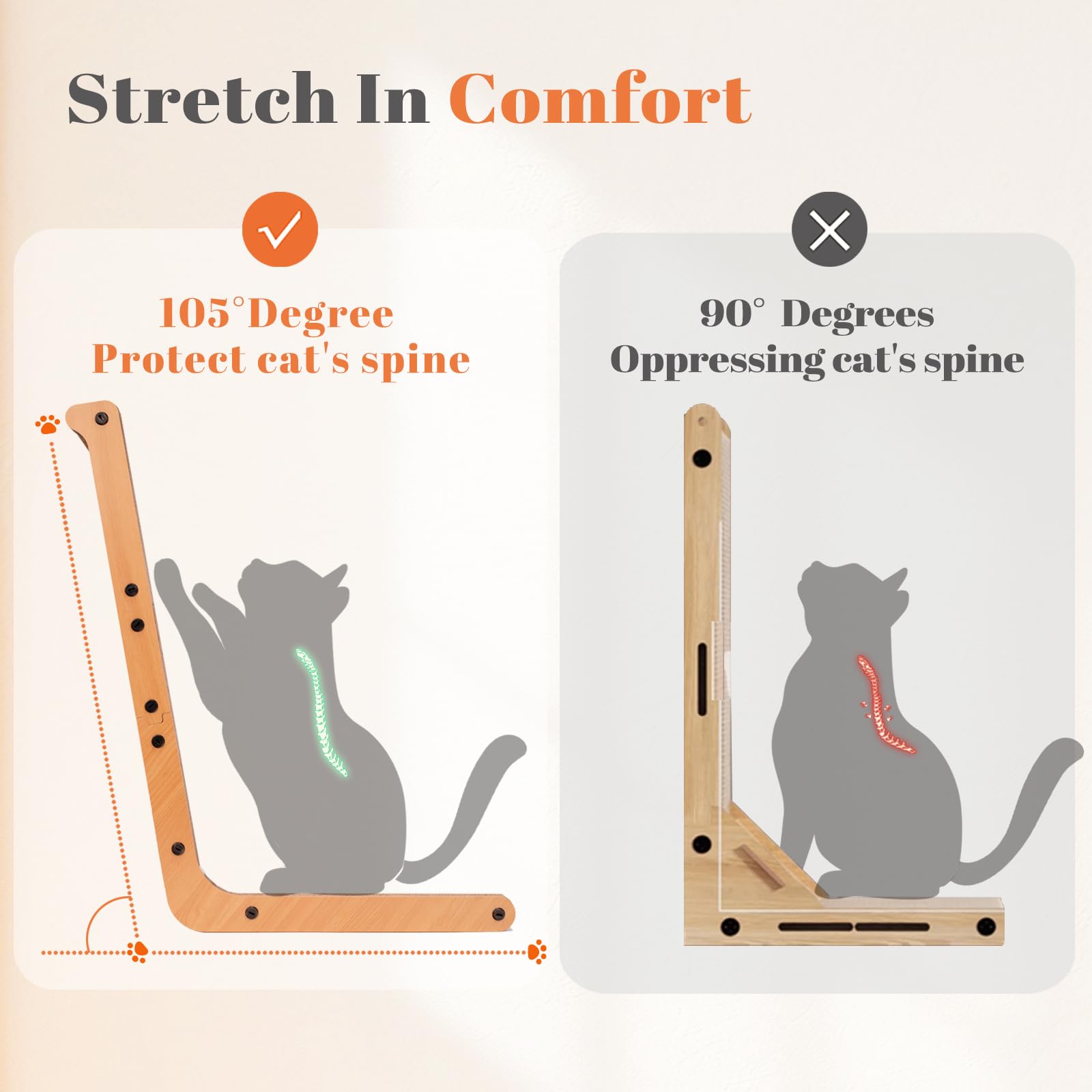 Cheerhome Pets Widen Cat Scratcher L Shaped Cat Scratching Board For Indoor Cats 12.6''X23.6'' Vertical Cat Scratch Cardboard Ca