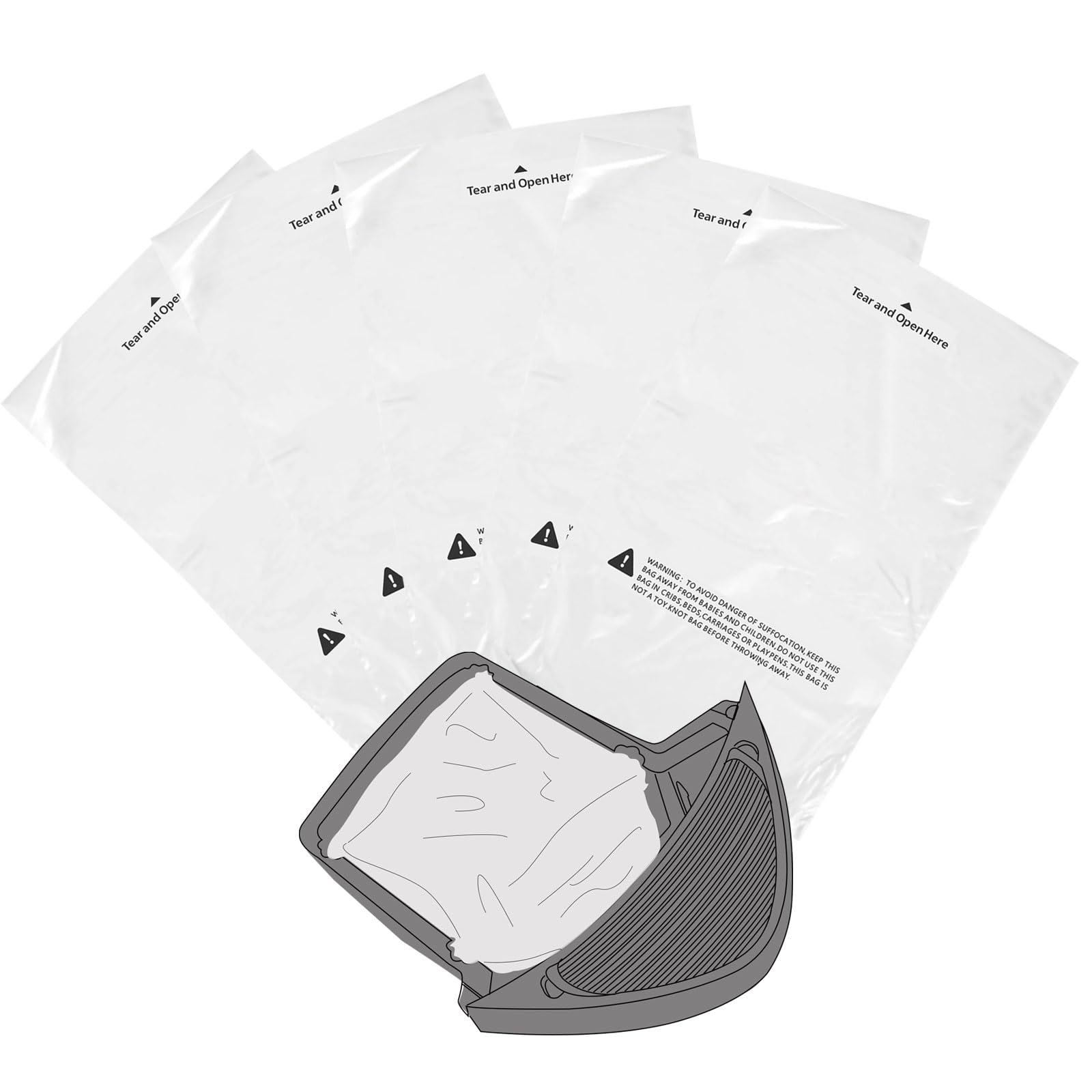 Lisyee 150 Count Waste Drawer Liners Bags Compatible With All Litter Box Robot Models, 9-11 Gallons Litter Box Liners