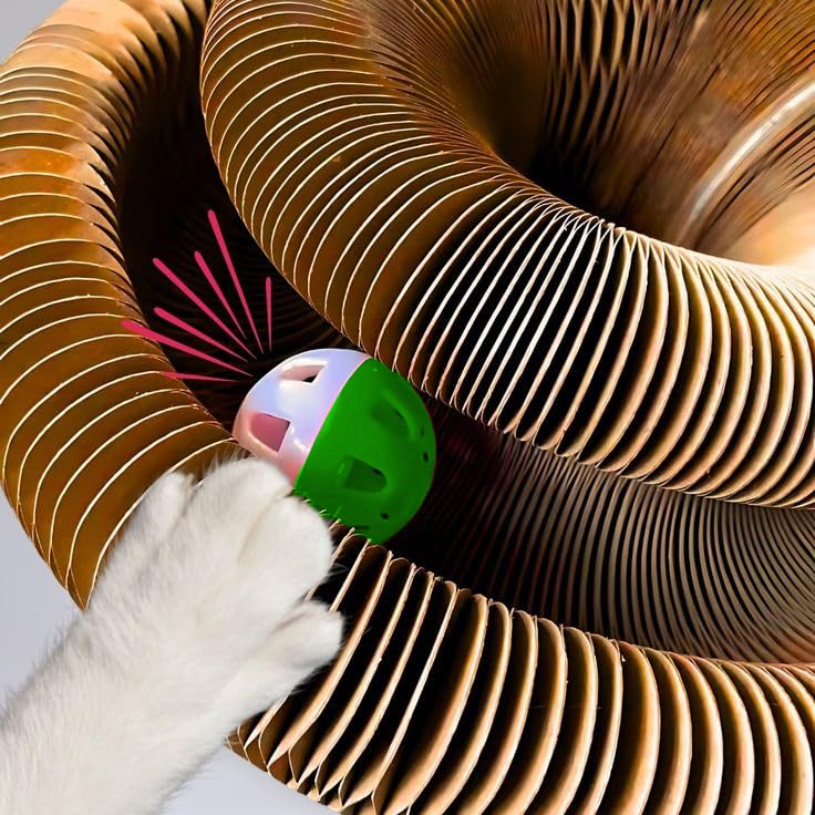 Greenwich Kitty Kurlz Reversible Infinity Cat Toy - Durable Magic Organ Made from Recycled Corrugated Cardboard | Eco-Friendly,