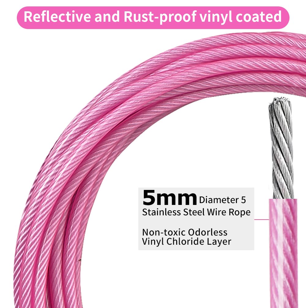 20Ft Tie Out Cable For Dogs Up To 350Lbs - Pink, Rust Proof, No Tangle, Ample Length For Yard And Camping